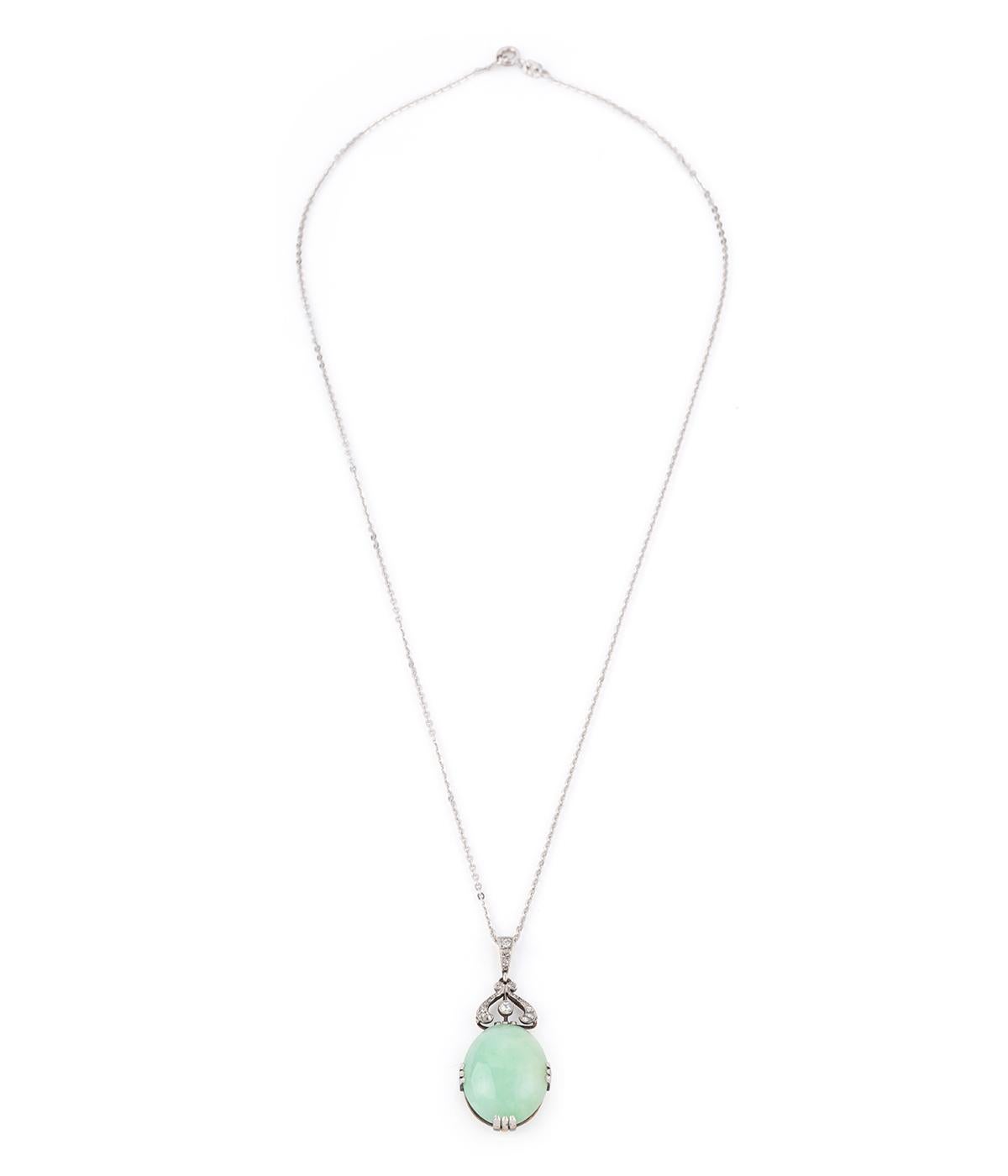 Belle Époque Collier Belle époque en or, jade et diamants in vendita