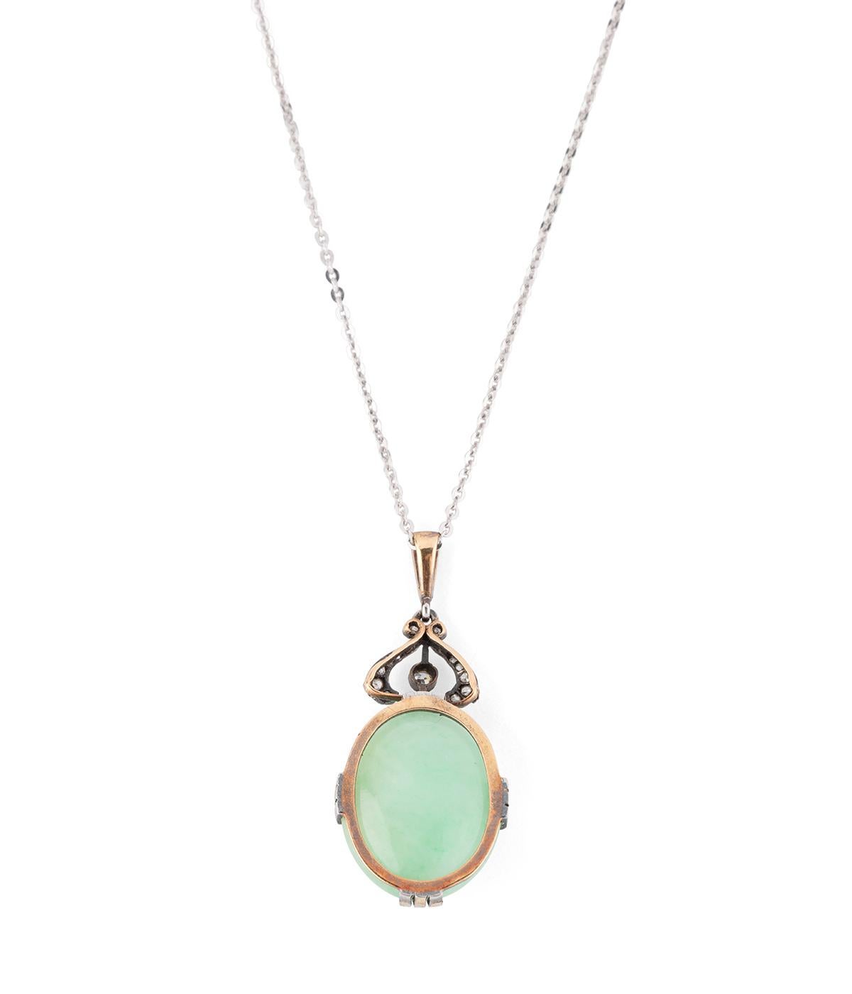 Taglio misto Collier Belle époque en or, jade et diamants in vendita