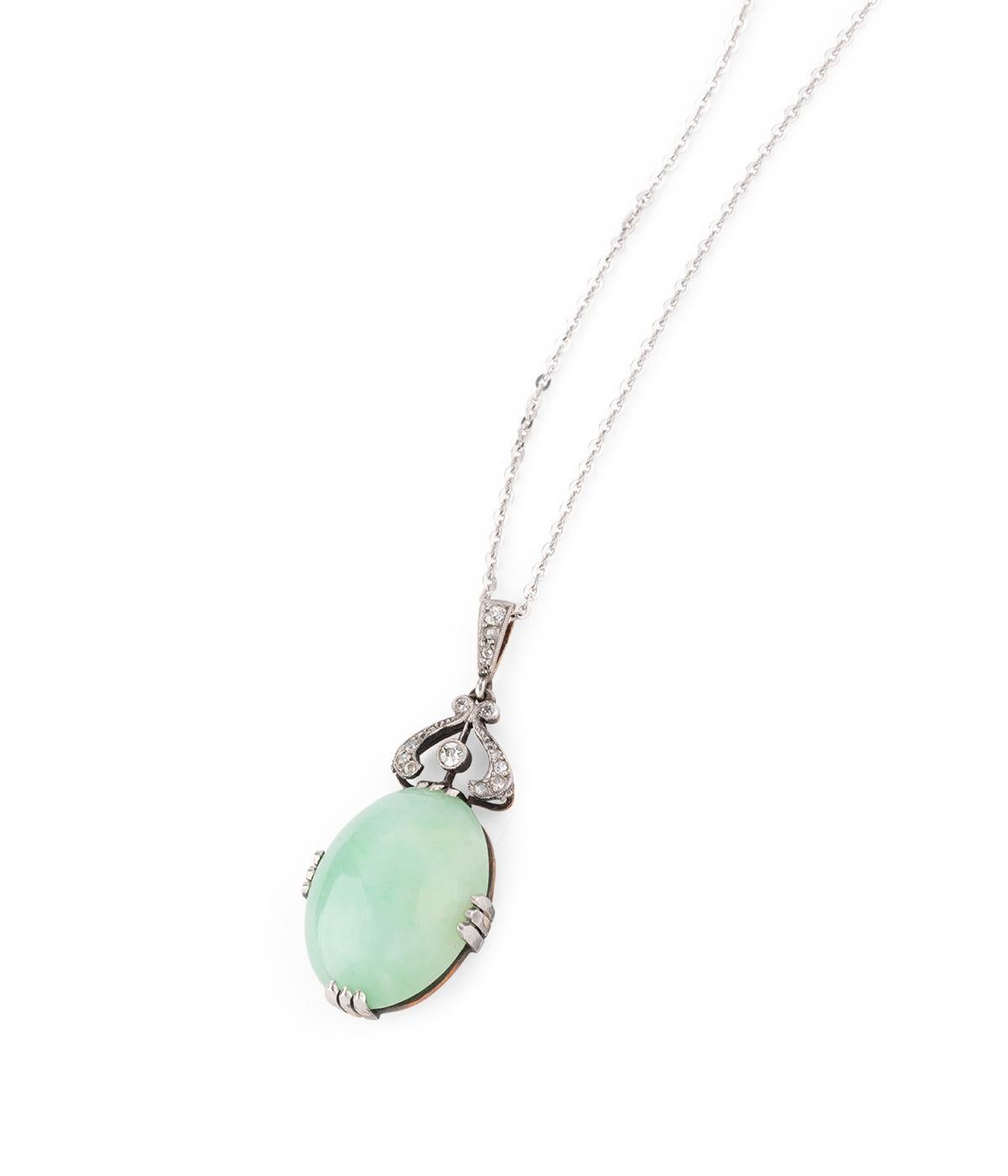 Collier Belle époque en or, jade et diamants In condizioni ottime in vendita a PARIS, FR