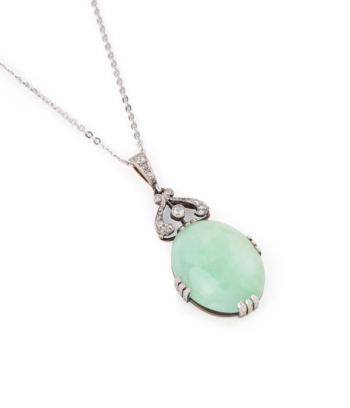 da uomo o donna Collier Belle époque en or, jade et diamants in vendita