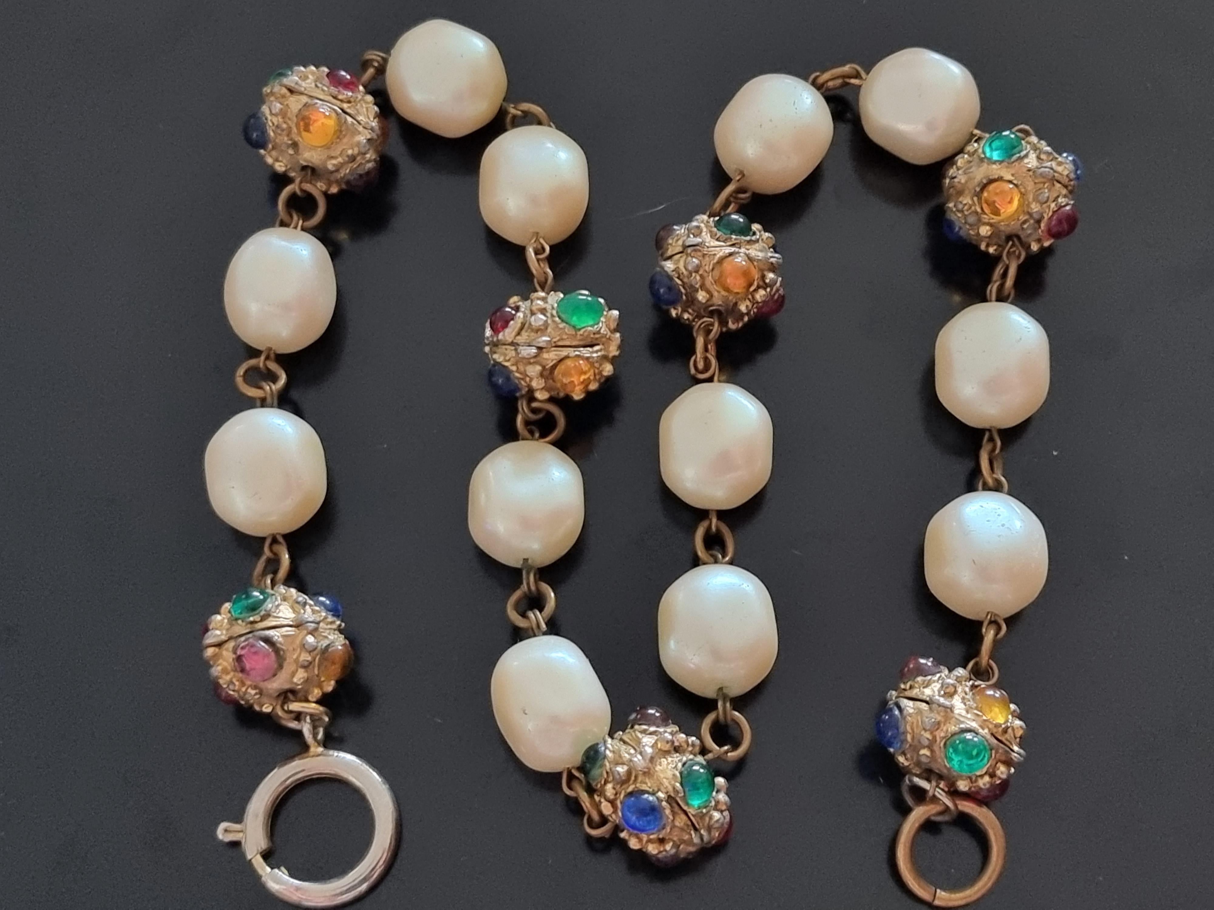 Boucles D'oreilles Vintage Louis Rousselet Années 40 - Verre Gripoix Laiton - Fermoir Clip - Occasion