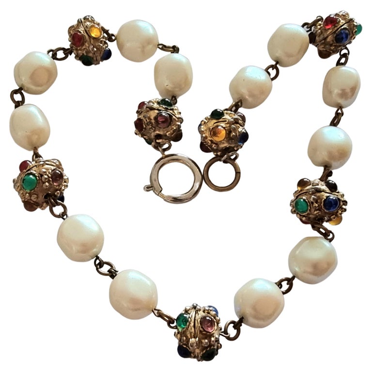 Chanel Couture 1983 Maison Gripoix Byzantine Glass Pearl Brooch