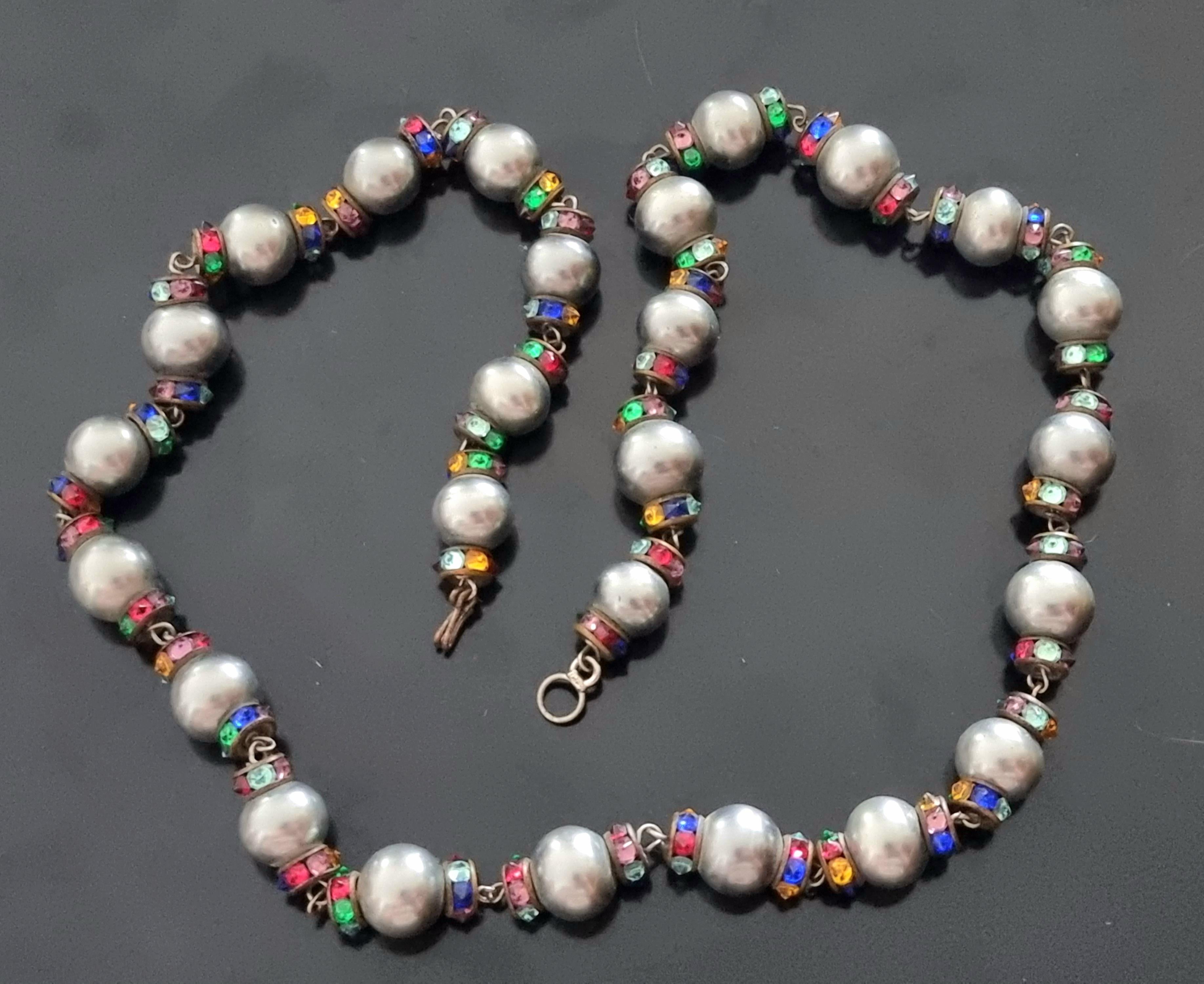 Old CHANEL necklace, Louis Rousselet pearls, rhinestones, vintage from the 40s 6