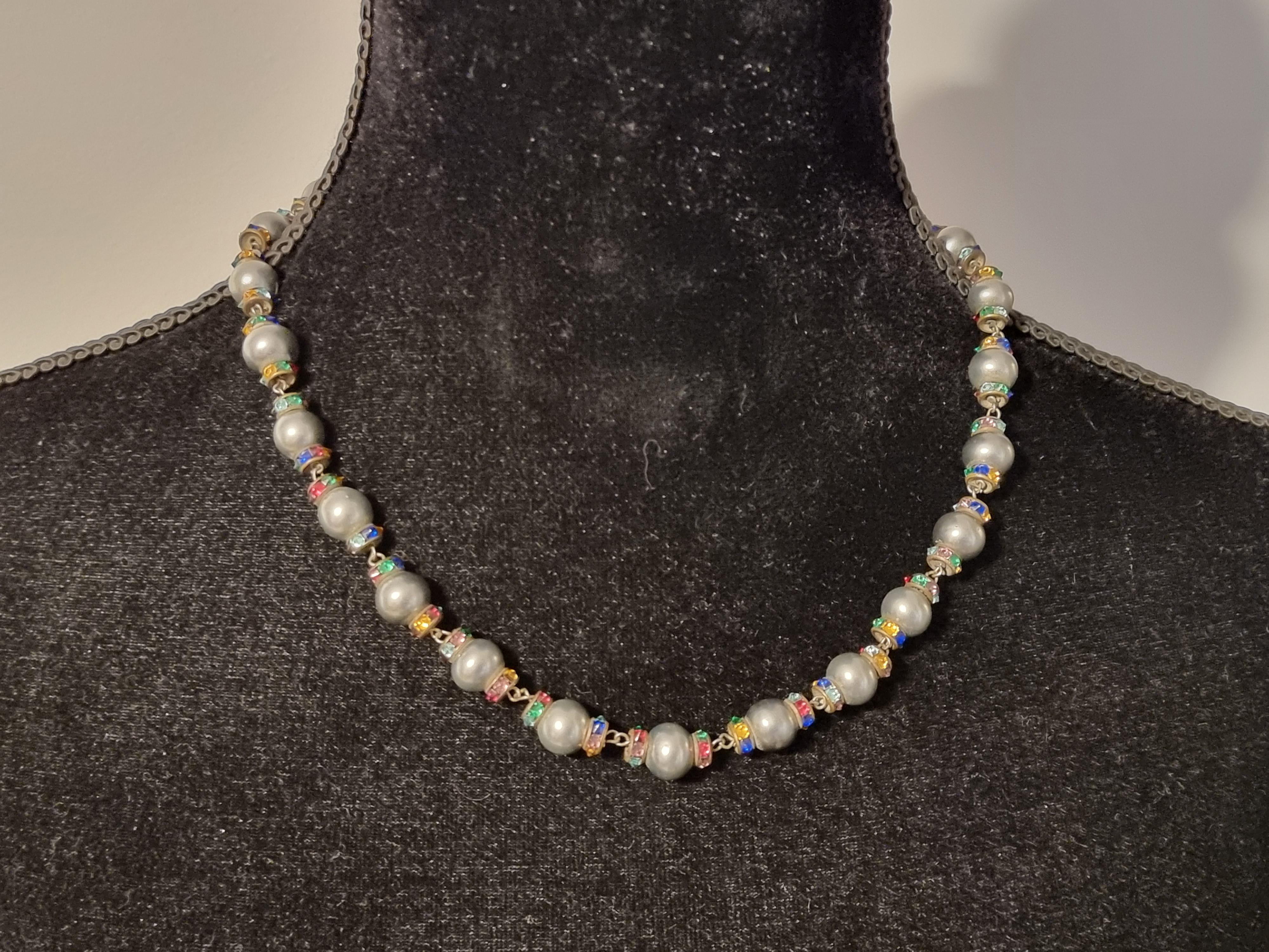 Old CHANEL necklace, Louis Rousselet pearls, rhinestones, vintage from the 40s 8