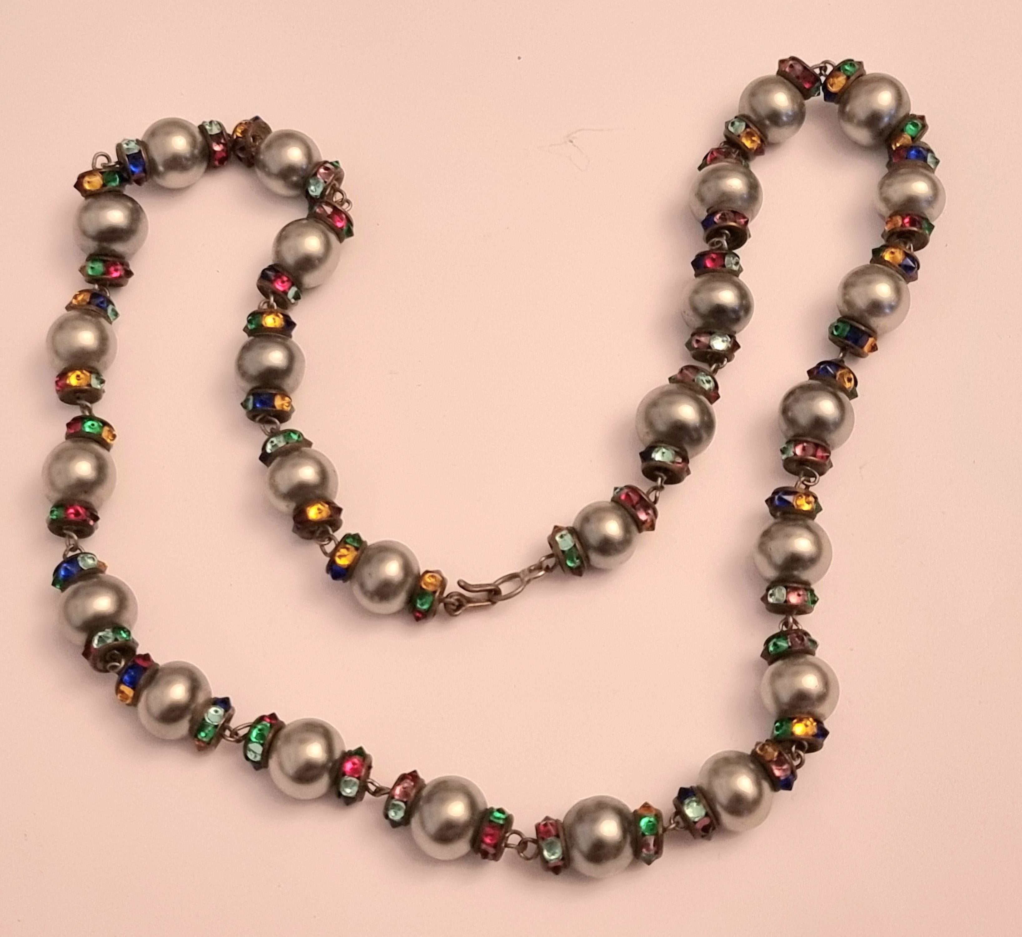 Old CHANEL necklace, Louis Rousselet pearls, rhinestones, vintage from the 40s 11