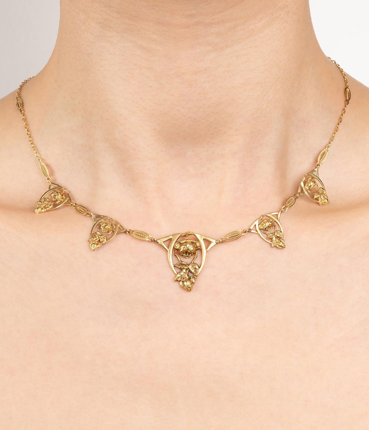 Coulisseau Ou Coulant De Sautoir Style Art Nouveau En Or 18 Carats - Motif Tête D'aigle - Bijou Vintage Occasion