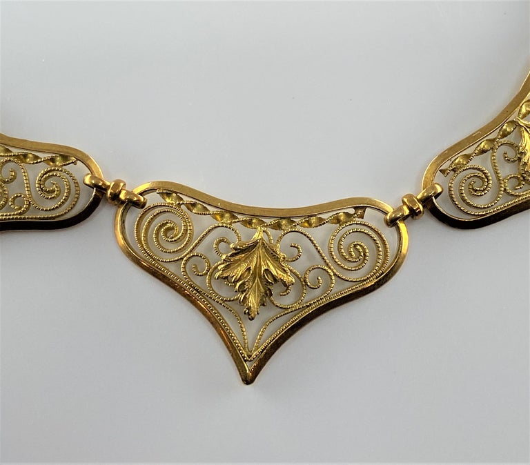 Collier Vintage Papillon Filigrane Et Strass Doré - Longueur Ajustable