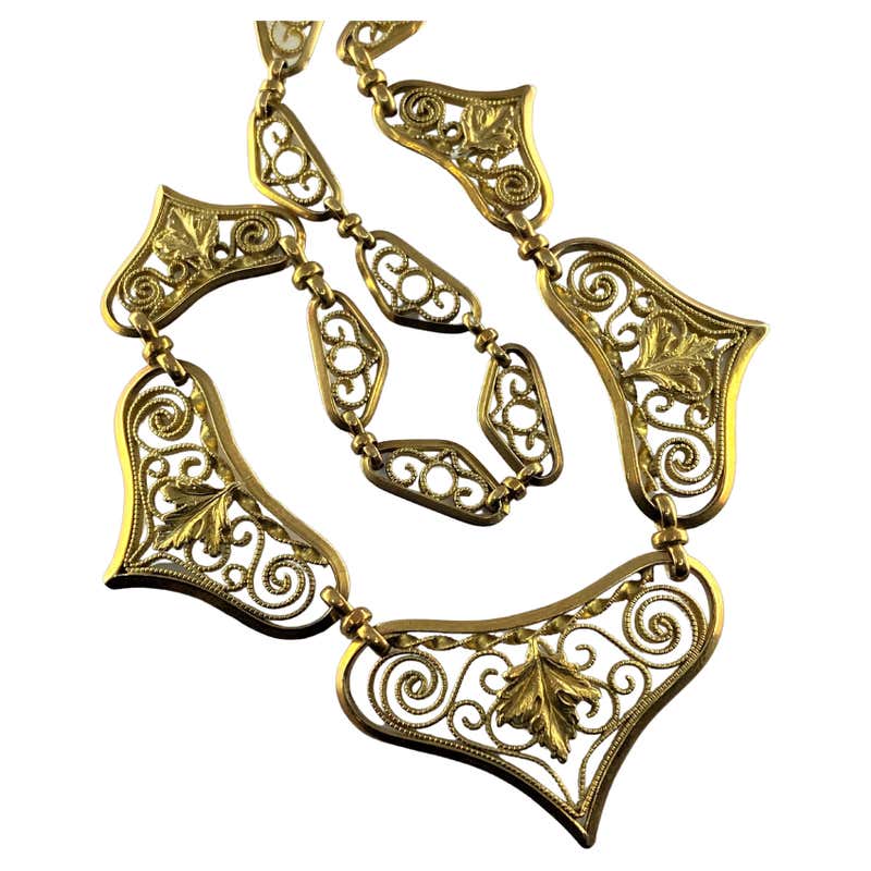 Collier collerette Art nouveau en or vert 18 carats For Sale at 1stDibs