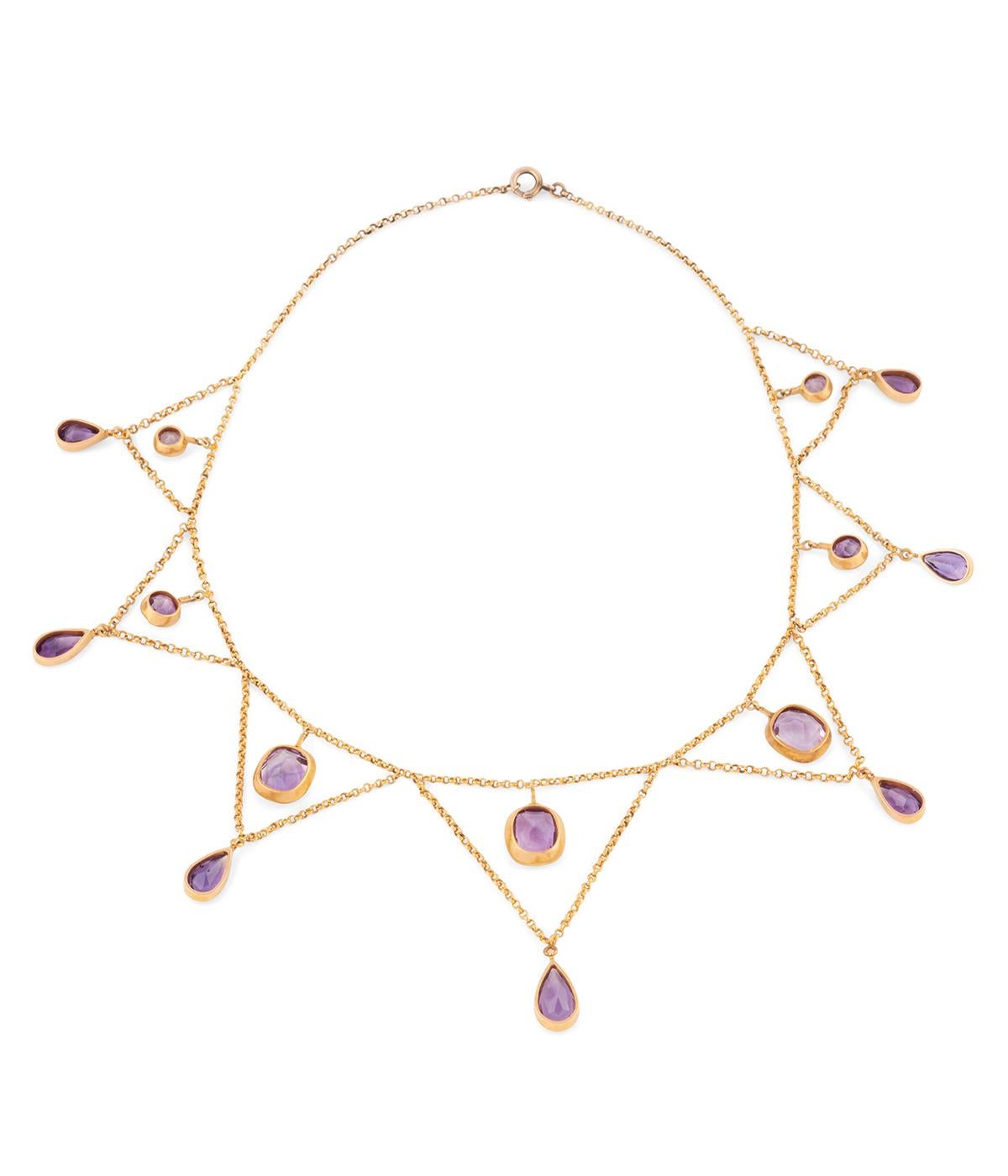 Belle Époque Collier draperie Belle époque en or et améthyste