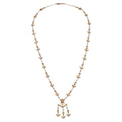 Collier en filigrane d'or rose 9 carats et perles de la fin du 19ème siècle