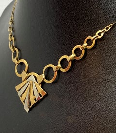 Collier aus 18-karätigem Gold mit Verzierung, Epoche Art Deco