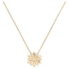18 Carat Yellow And White Gold necklace, Diamonds, Flower Collection
