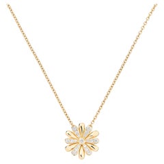 18 Carat Yellow And White Gold necklace, Diamonds, Flower Collection