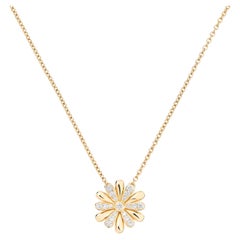 Collier en or jaune et blanc 18 carats, diamants, collection de fleurs