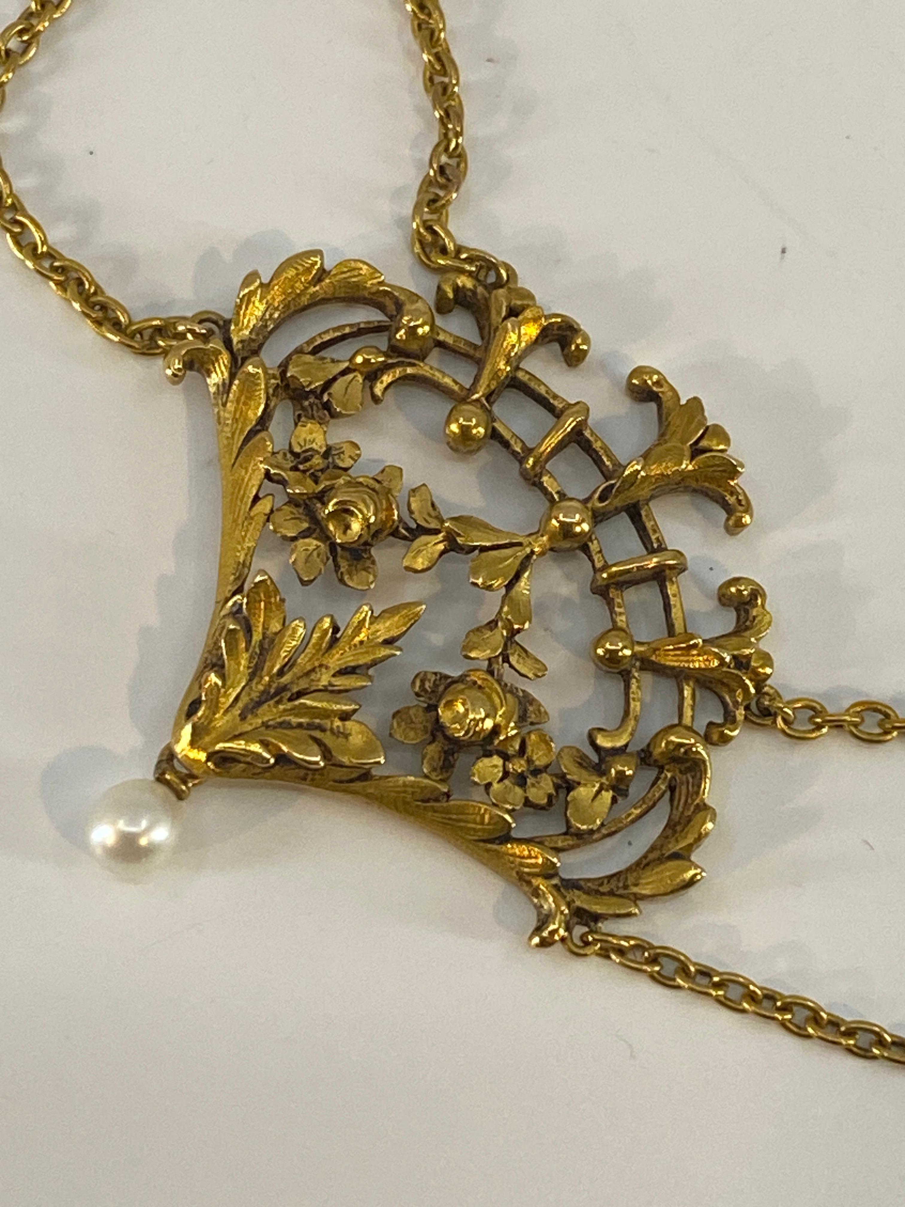 Collier Français, Draperie En or 18 Carats Et Perles, Vers 1880 For Sale 8
