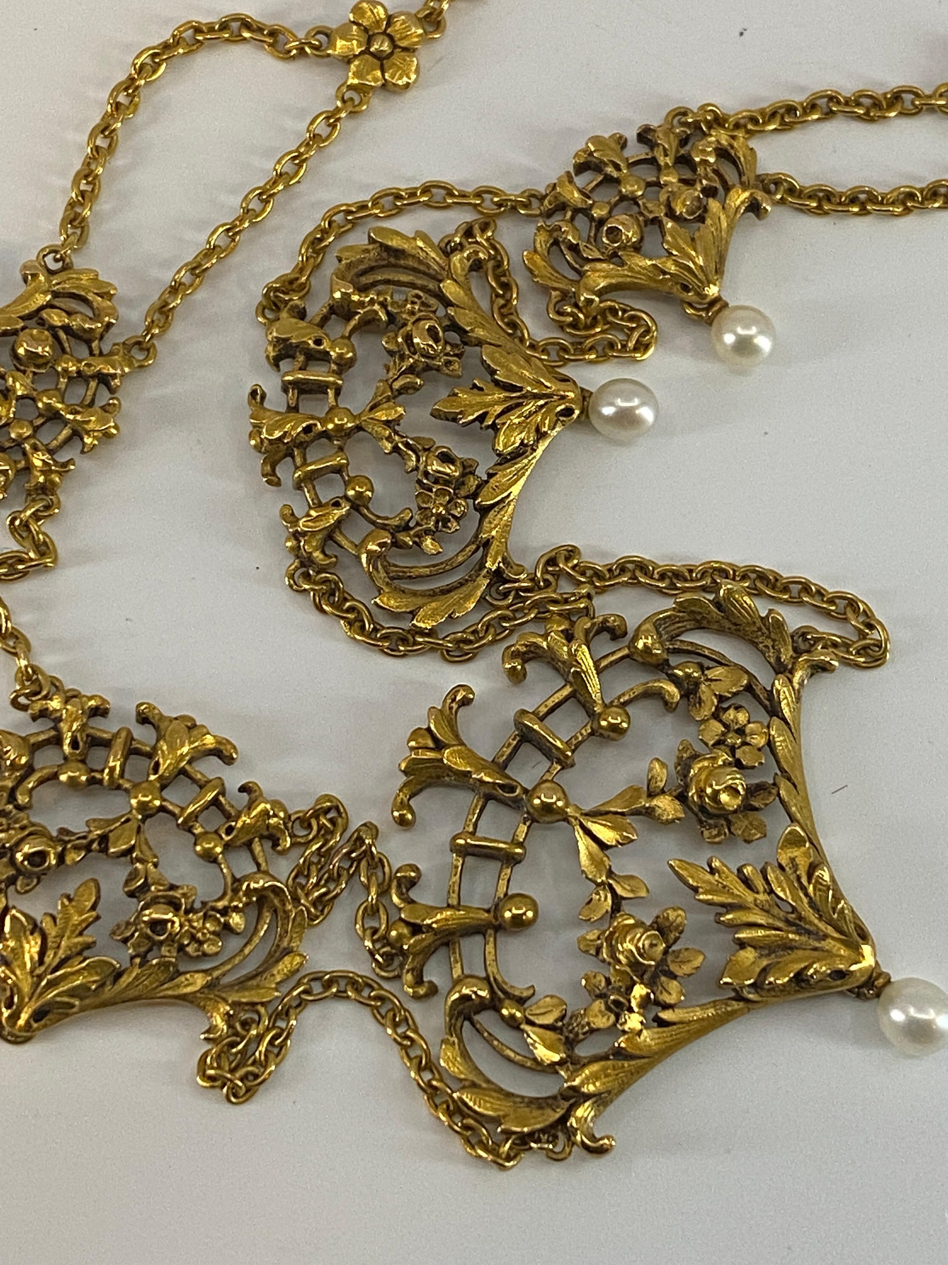 Collier Français, Draperie En or 18 Carats Et Perles, Vers 1880 For Sale 11