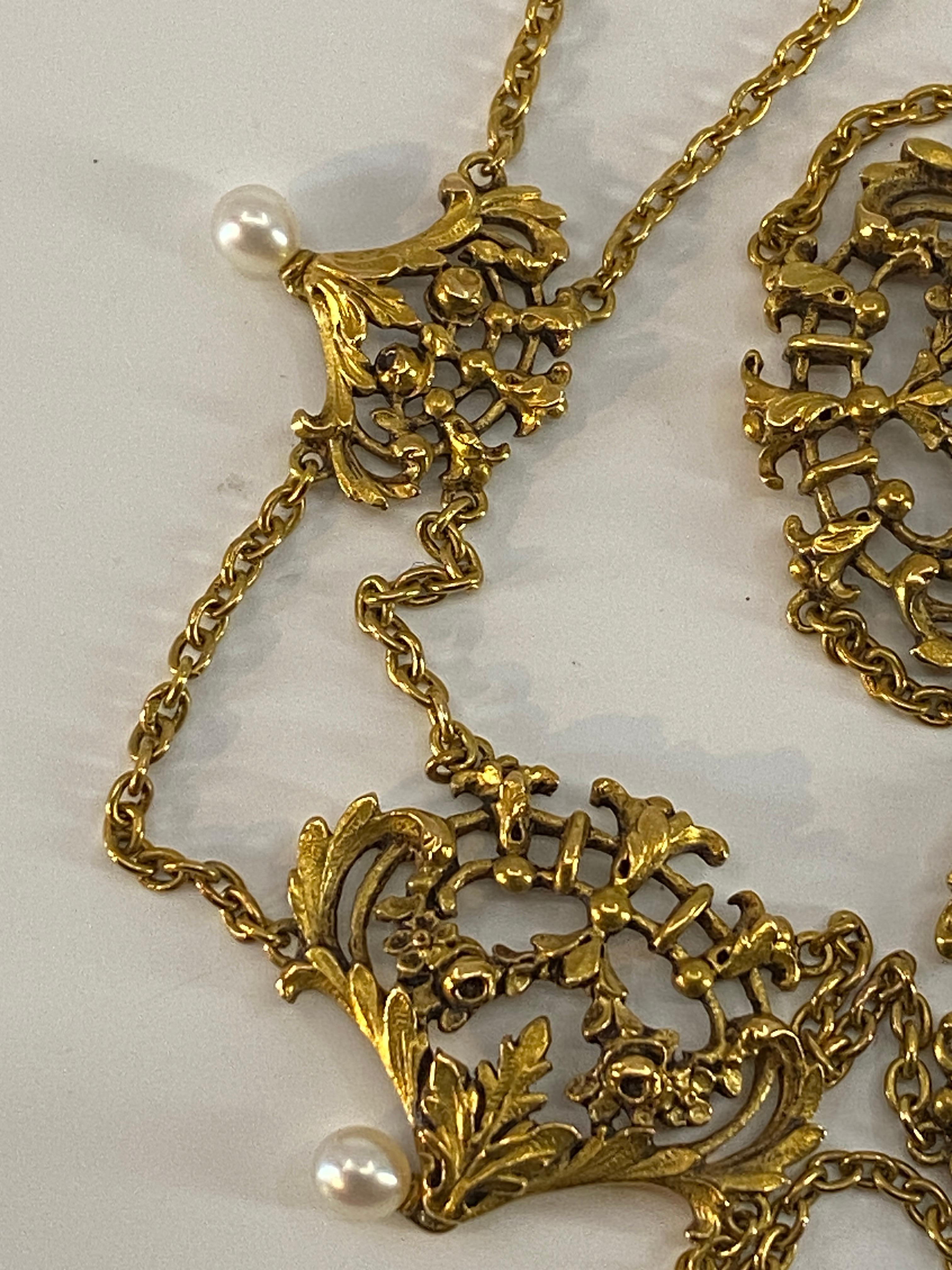 Collier Français, Draperie En or 18 Carats Et Perles, Vers 1880 For Sale 12