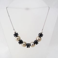 Collier in Chrome and Galalith by Jakob Bengel, around 1920/30
