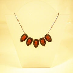 Collier in Chrome and Galalith by Jakob Bengel, around 1920/30