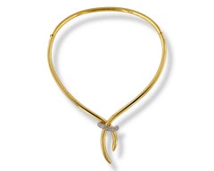 18kt Yellow Gold Rigid Collier with White Gold Detail and Diamonds.