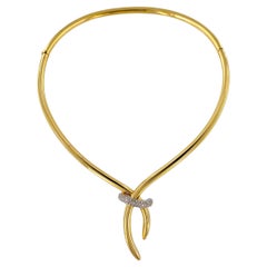 18kt Yellow Gold Rigid Collier with White Gold Detail and Diamonds.