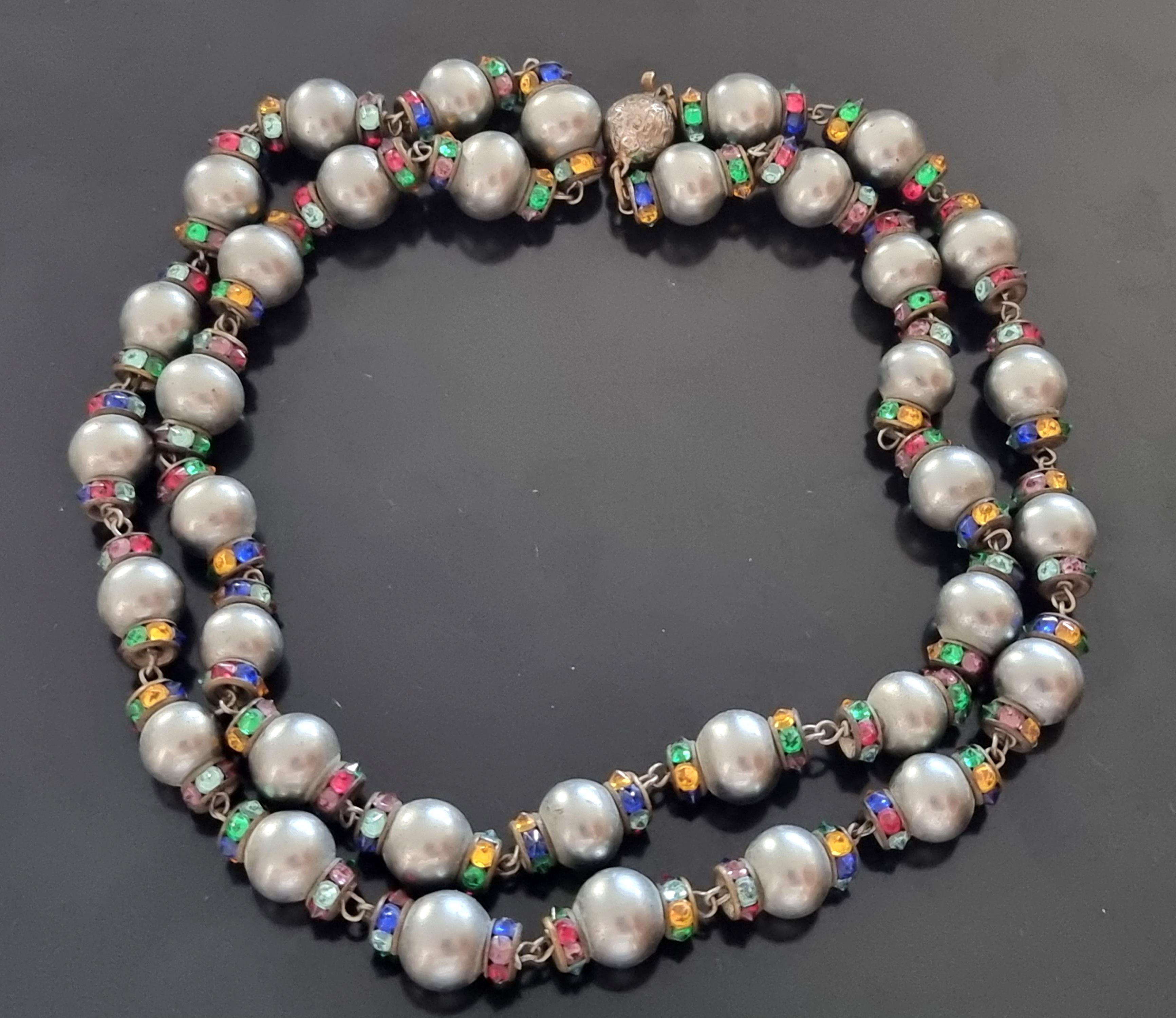 Collier Sautoir Ancien Perles Tubes Rouge - Bijou Vintage - Très Bon État