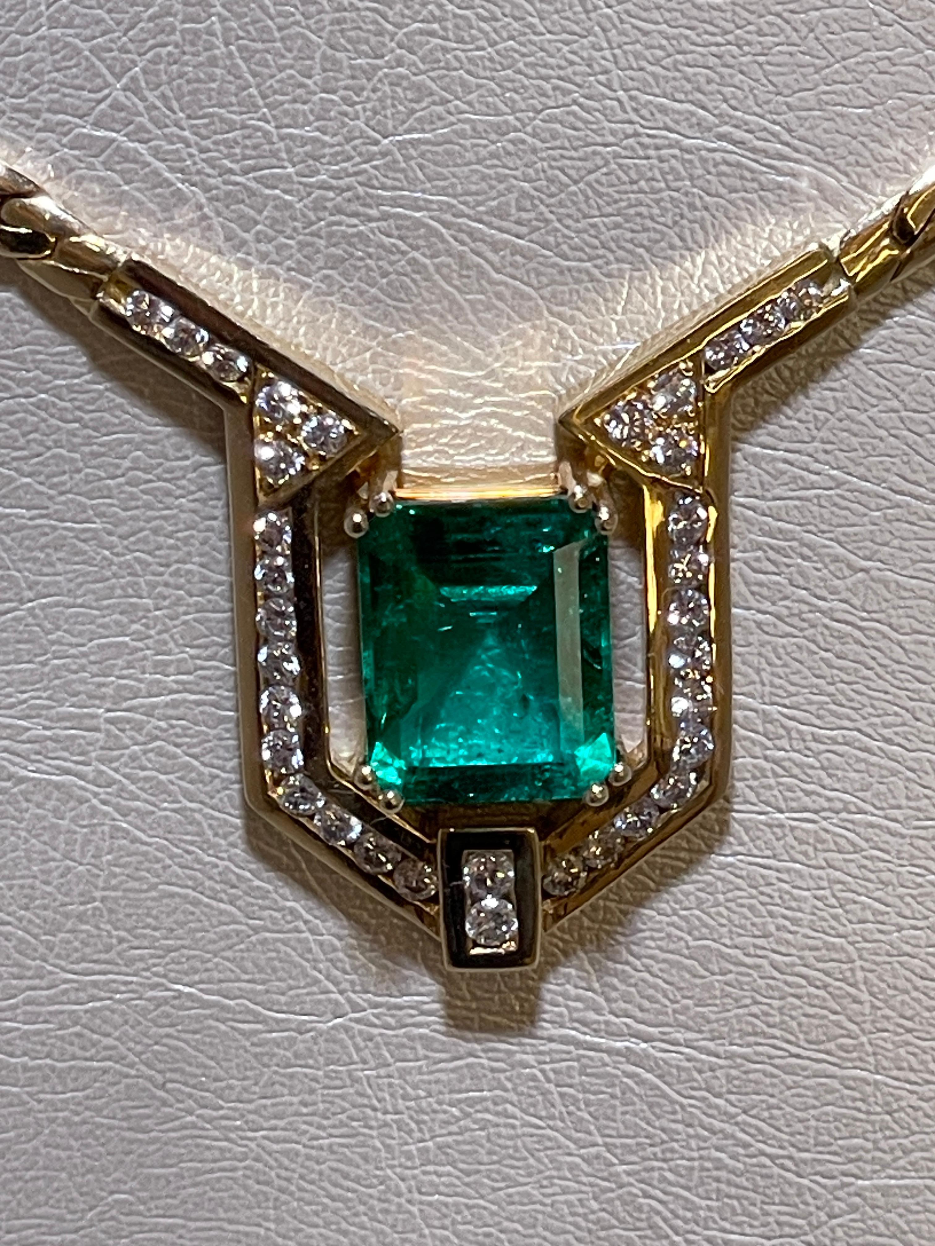 Collier Smaragd 5,19 Karat Brillanten 2,91ct Vintage By (Art déco) im Angebot