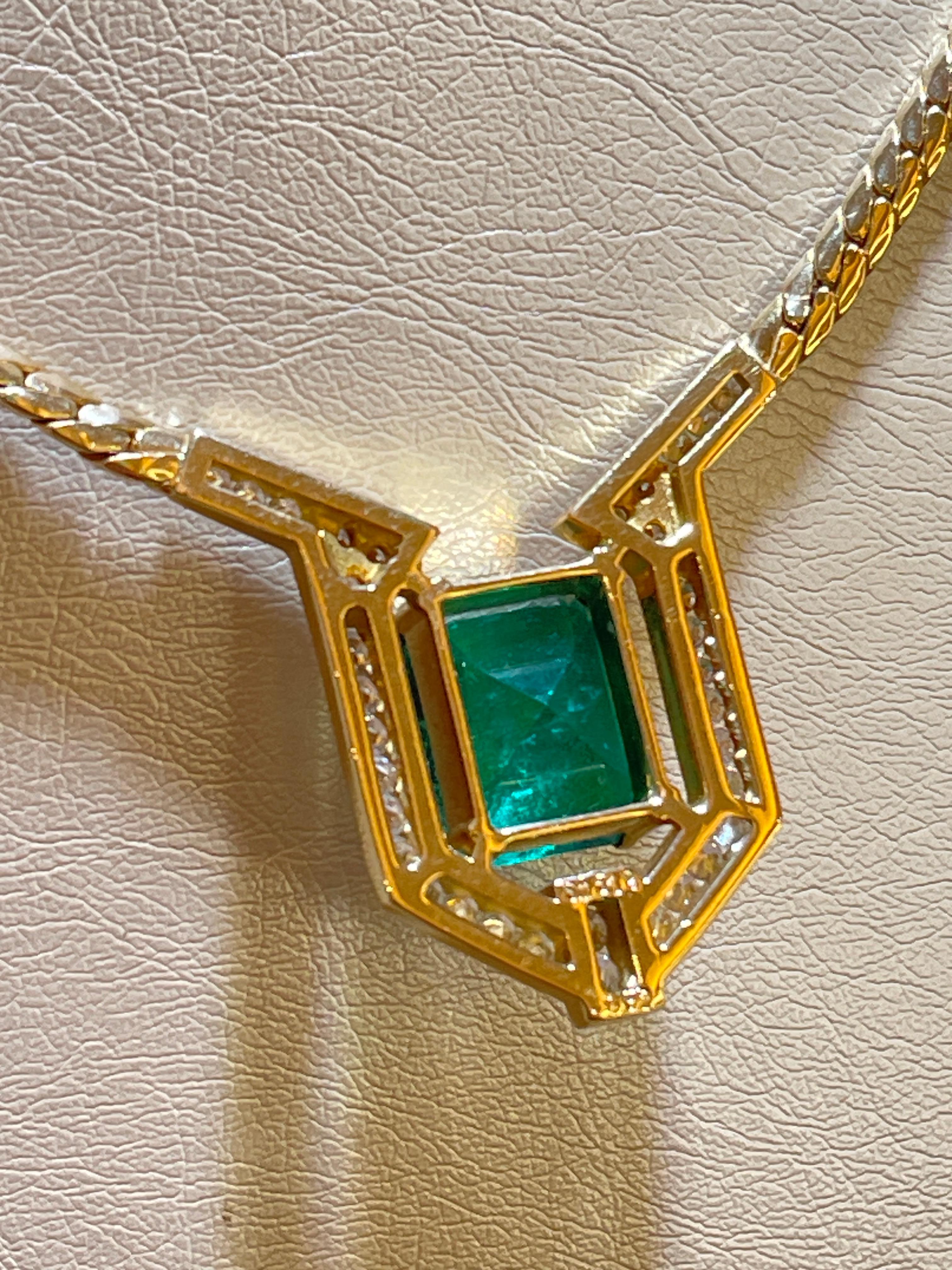 Collier Smaragd 5,19 Karat Brillanten 2,91ct Vintage By (Baguetteschliff) im Angebot