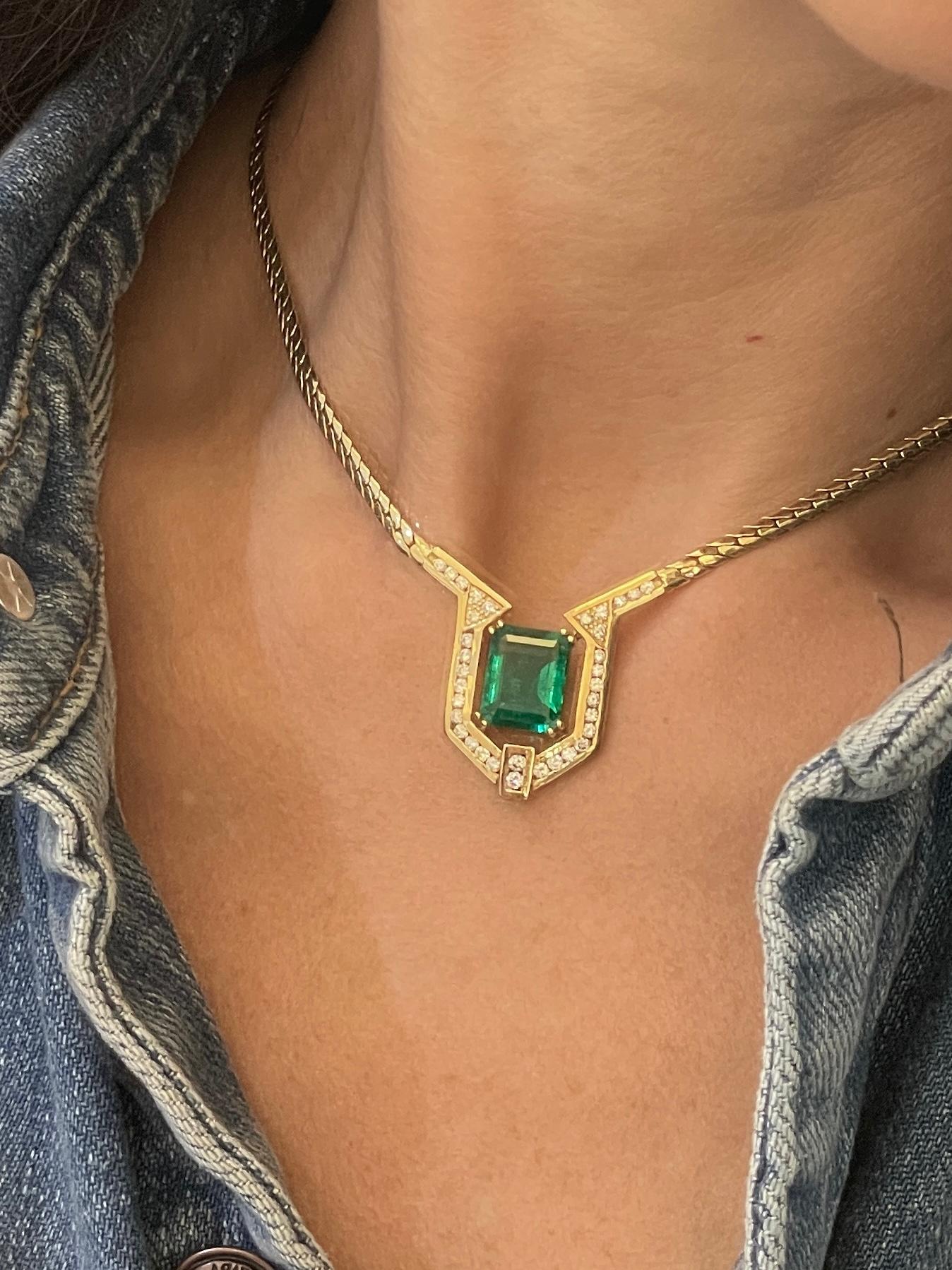 Collier Smaragd 5,19 Karat Brillanten 2,91ct Vintage By im Zustand „Hervorragend“ im Angebot in ROTTACH-EGERN, DE