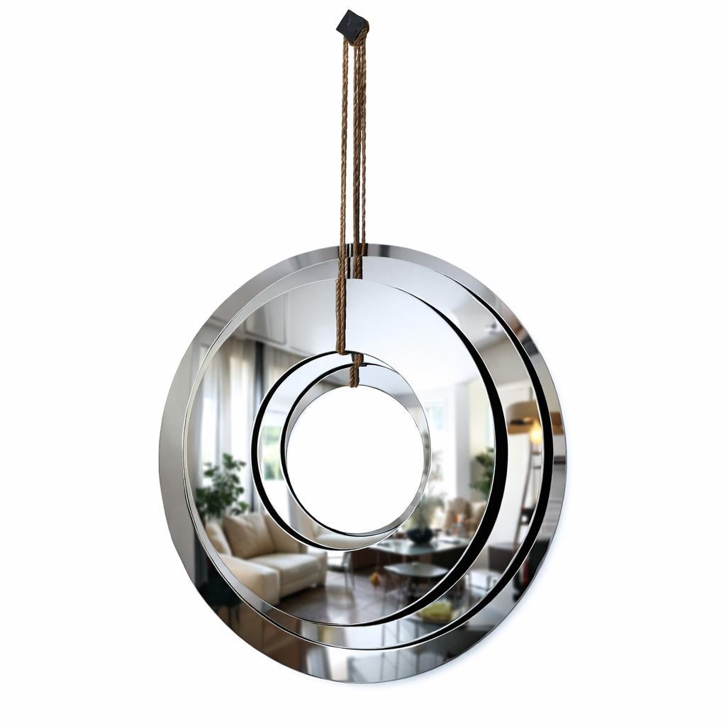 Specchio da parete sospeso "Collimate Silver" di GTG Design Couture in vendita