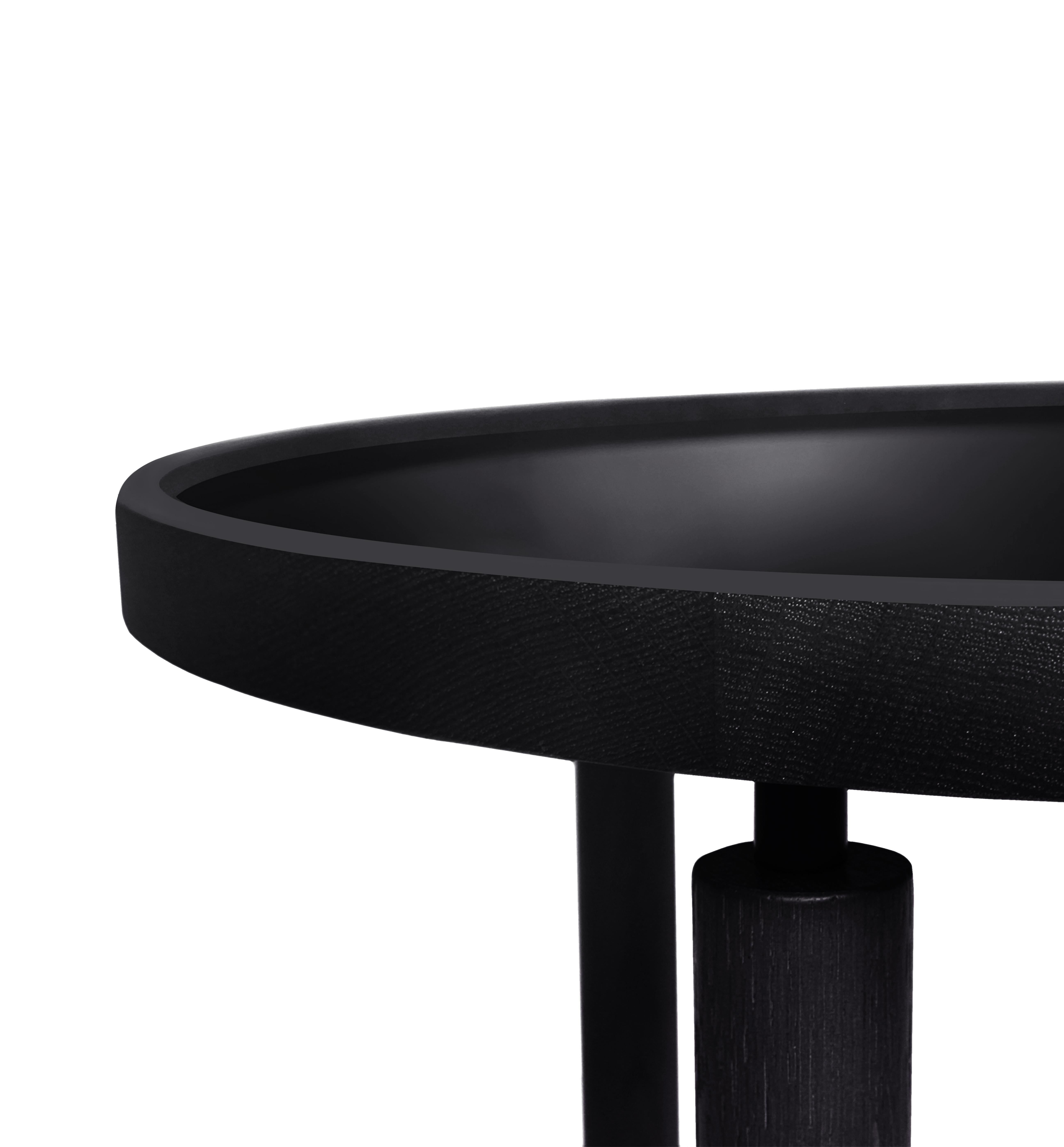 Portuguese Contemporary Modern Collin Side Table in Oak & Metal Black by Collector Studio For Sale