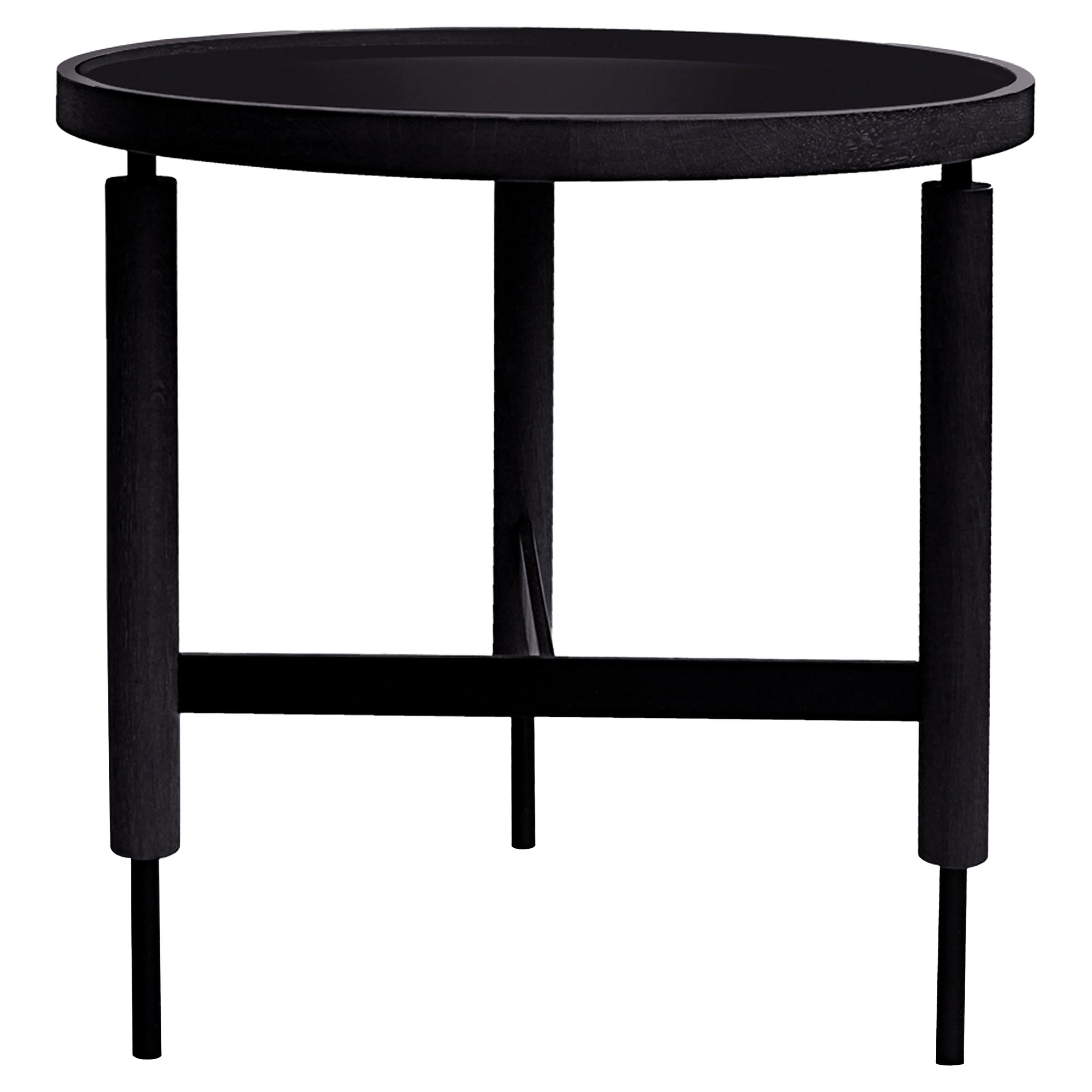 Contemporary Modern Collin Side Table in Oak & Metal Black by Collector Studio