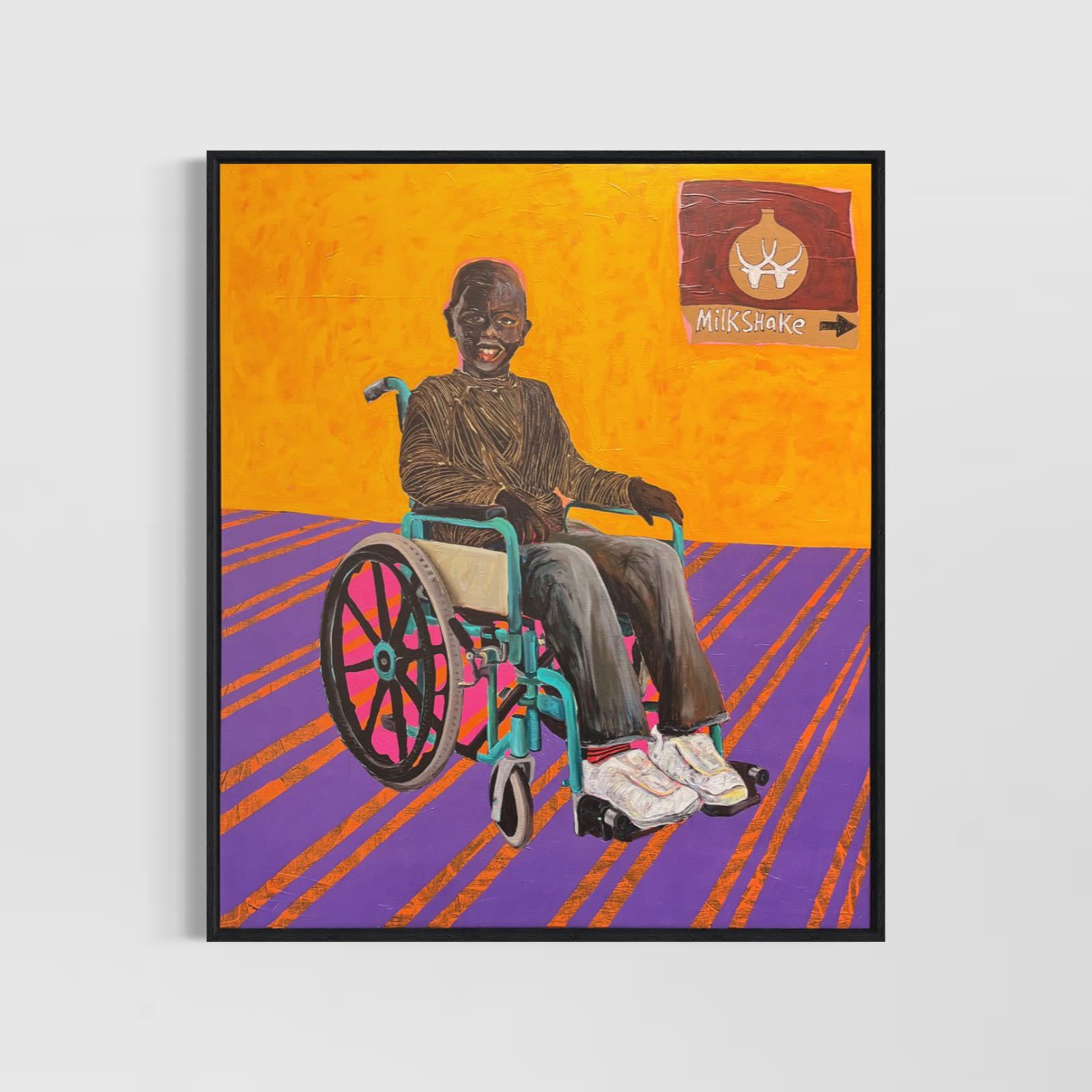 Boy In Wheelchair, par Collin Sekajugo, 2022 Art africain contemporain en vente 1