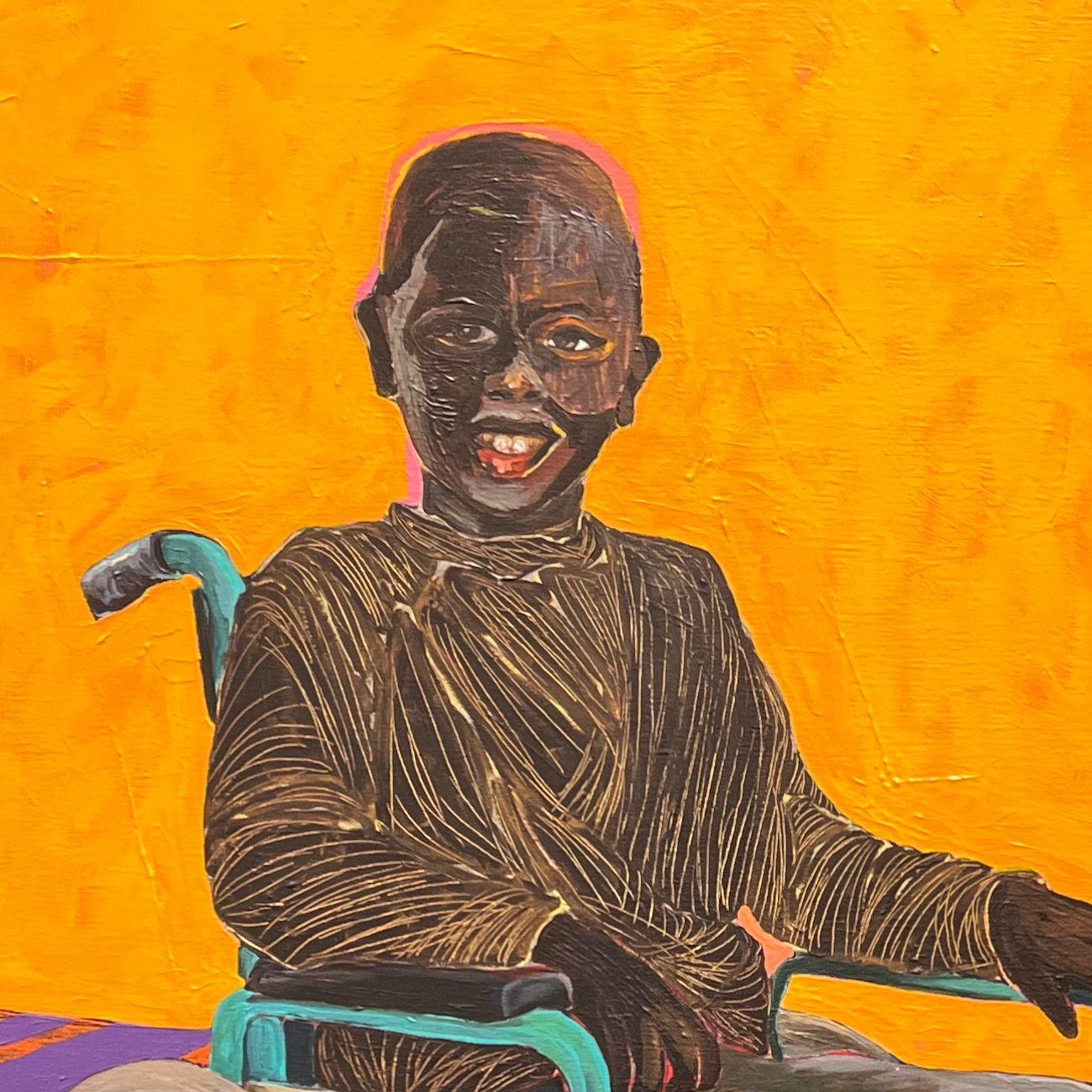 Boy In Wheelchair, von Collin Sekajugo, 2022 Zeitgenössische afrikanische Kunst im Angebot 1
