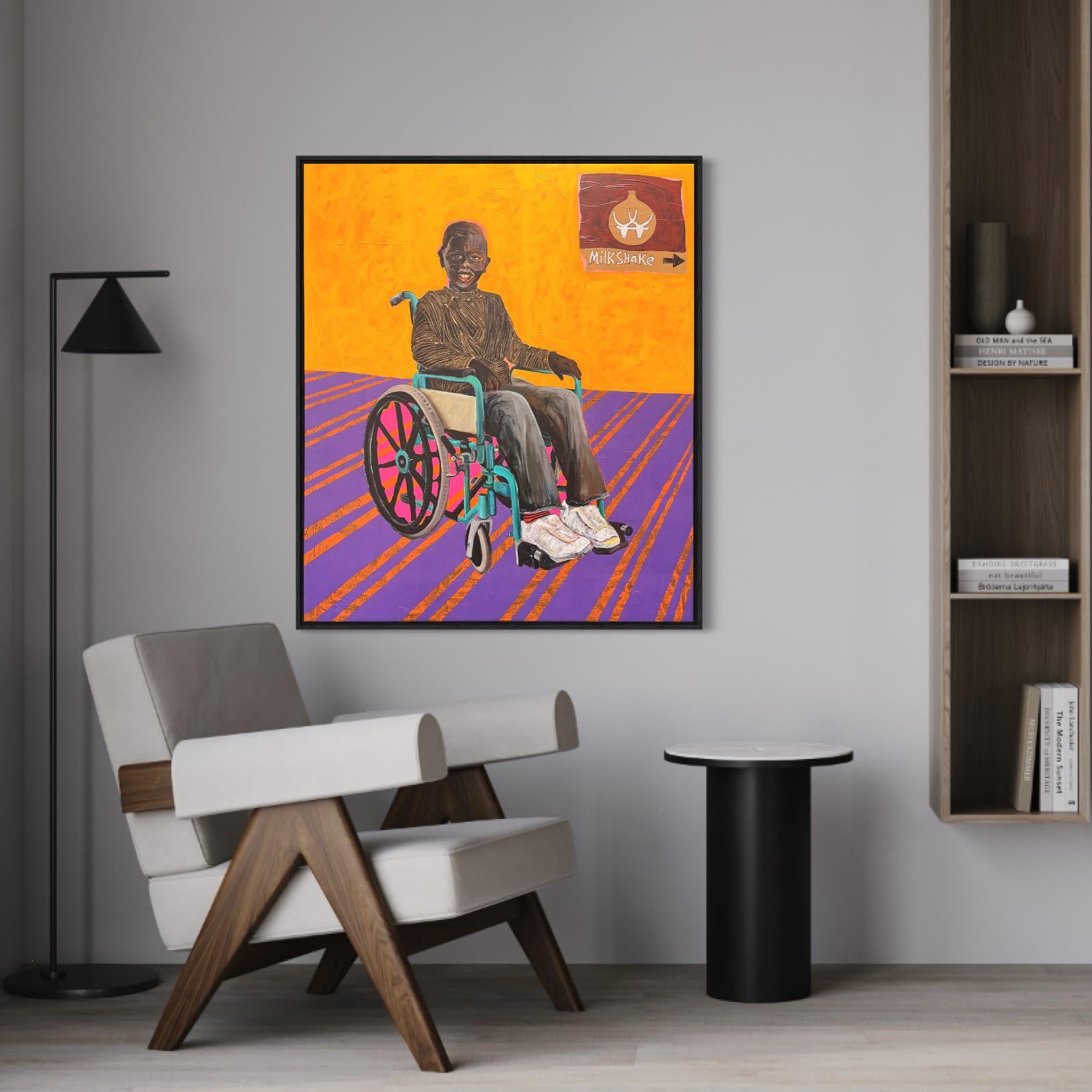 Boy In Wheelchair, par Collin Sekajugo, 2022 Art africain contemporain en vente 4