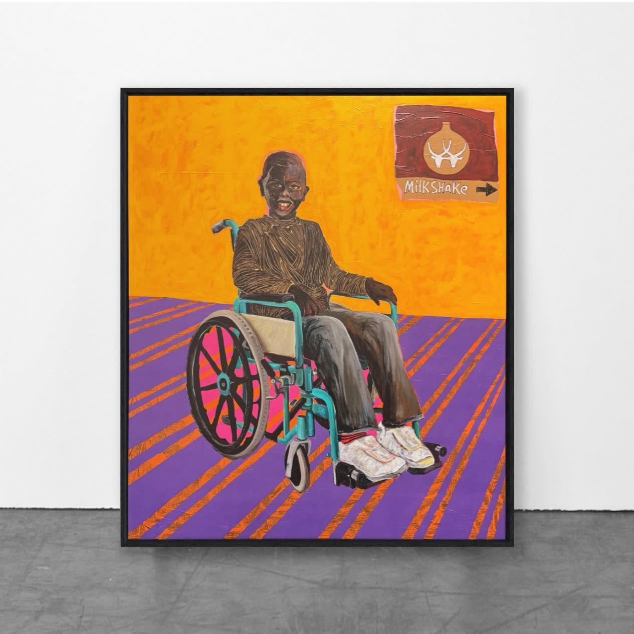 Boy In Wheelchair, von Collin Sekajugo, 2022 Zeitgenössische afrikanische Kunst