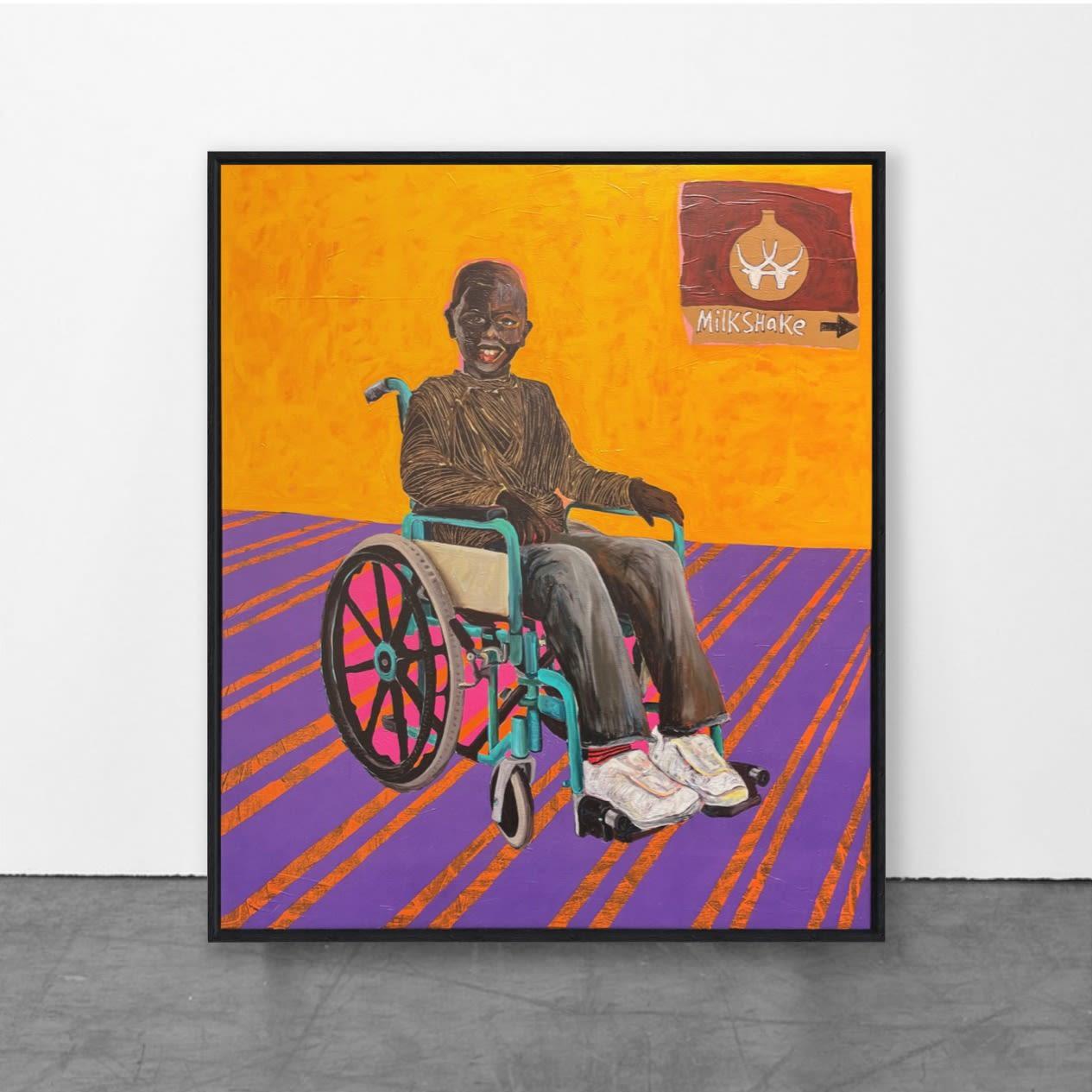 Boy In Wheelchair, von Collin Sekajugo, zeitgenössische afrikanische Kunst, 2022
