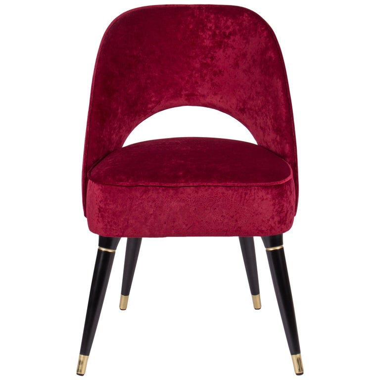 Mid Century Modern Collins Red Velvet, Terracotta Velvet Dining Chairs