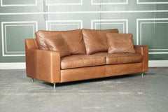 COLLINS & HAYES BUTTERY SOFT LEATHER 2 SEATER SOFA WITH FEATHER FiLLED BACK