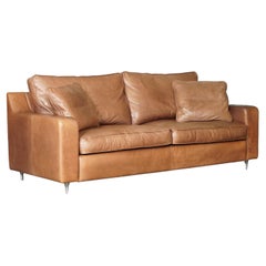 COLLINS & HAYES BUTTERY SOFT LEATHER 2 SEATER SOFA WITH FEATHER FiLLED BACK