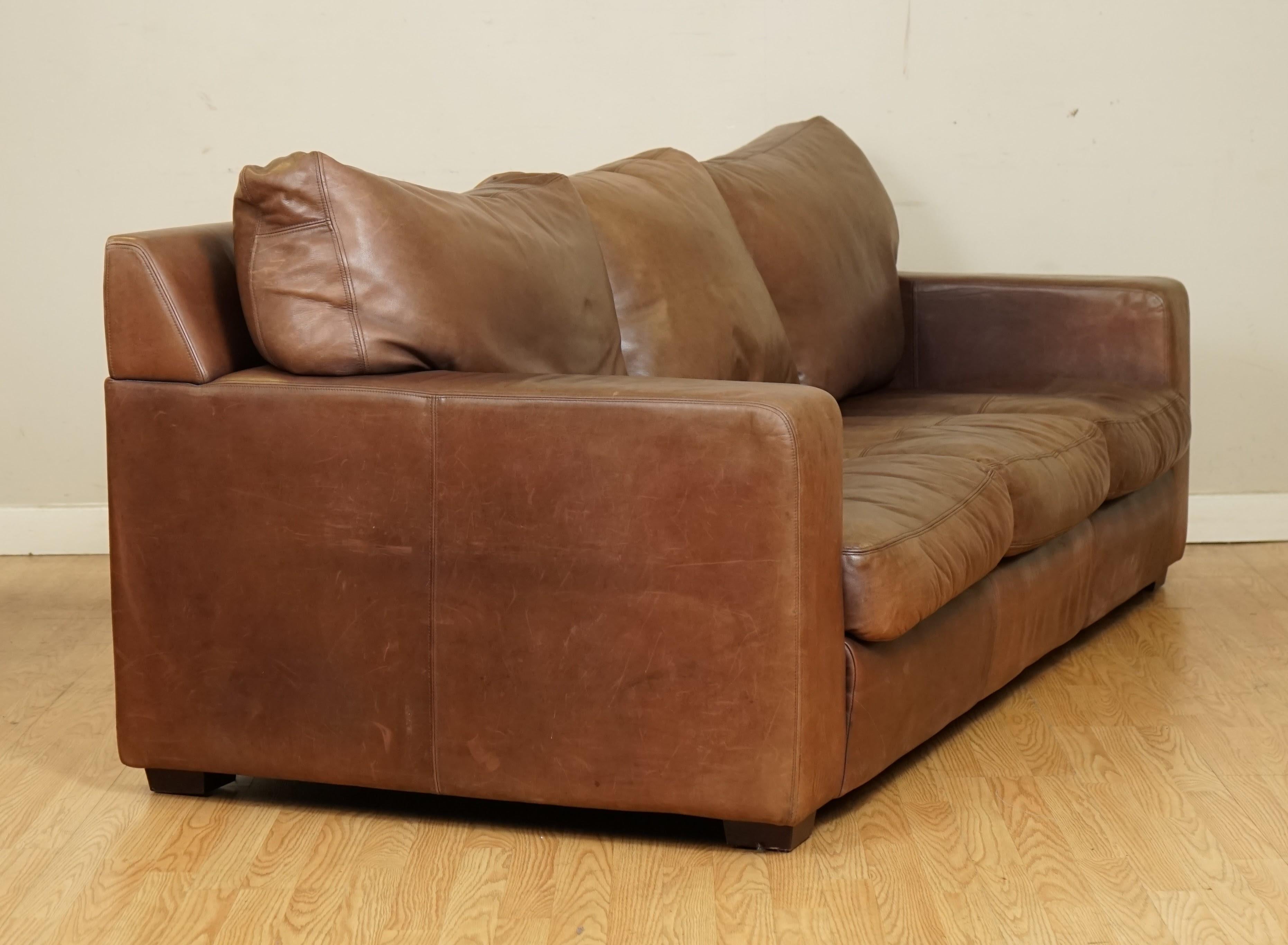 Collins & Hayes Buttery Soft Leather Three Seater Sofa with Feather Filled Back 4