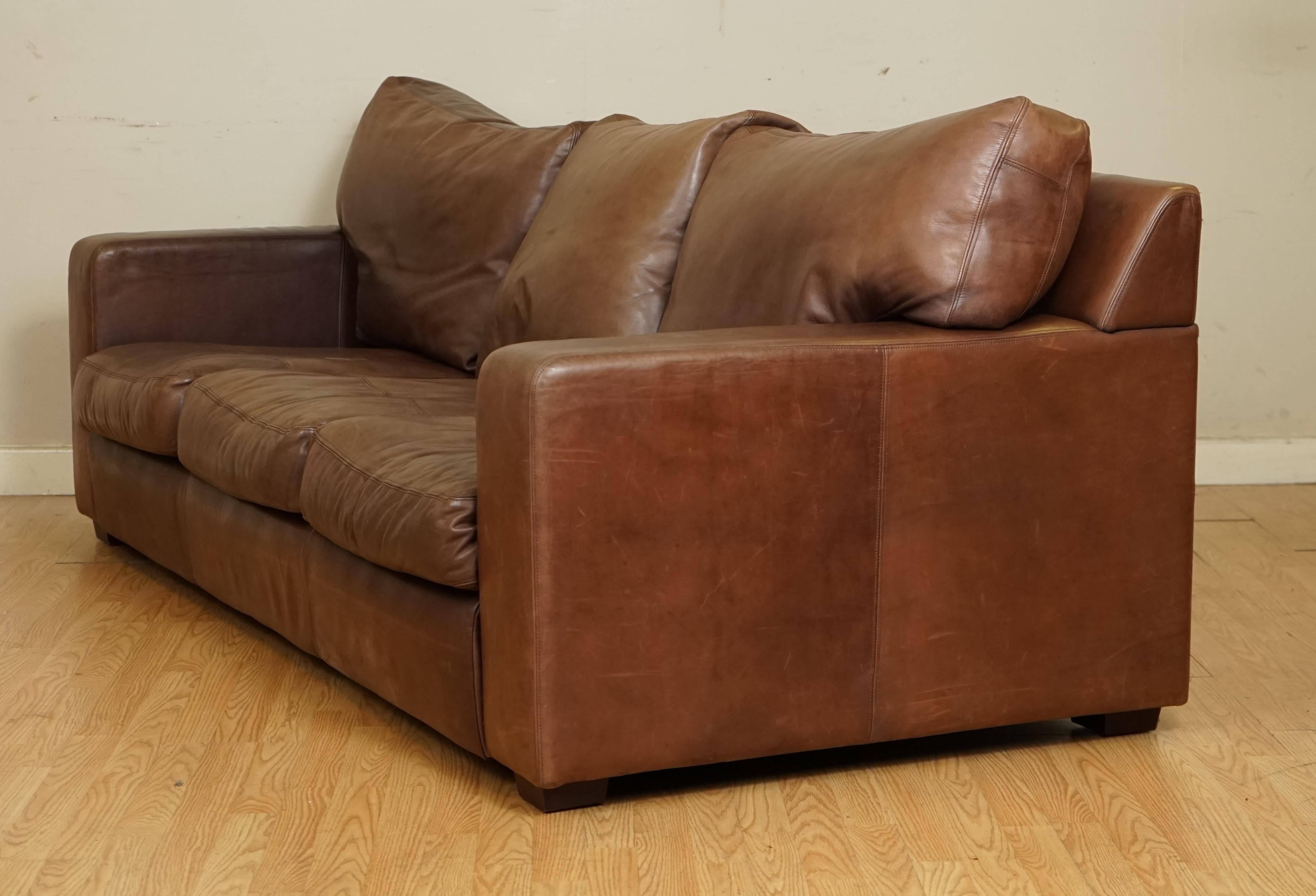 Collins & Hayes Buttery Soft Leather Three Seater Sofa with Feather Filled Back 5