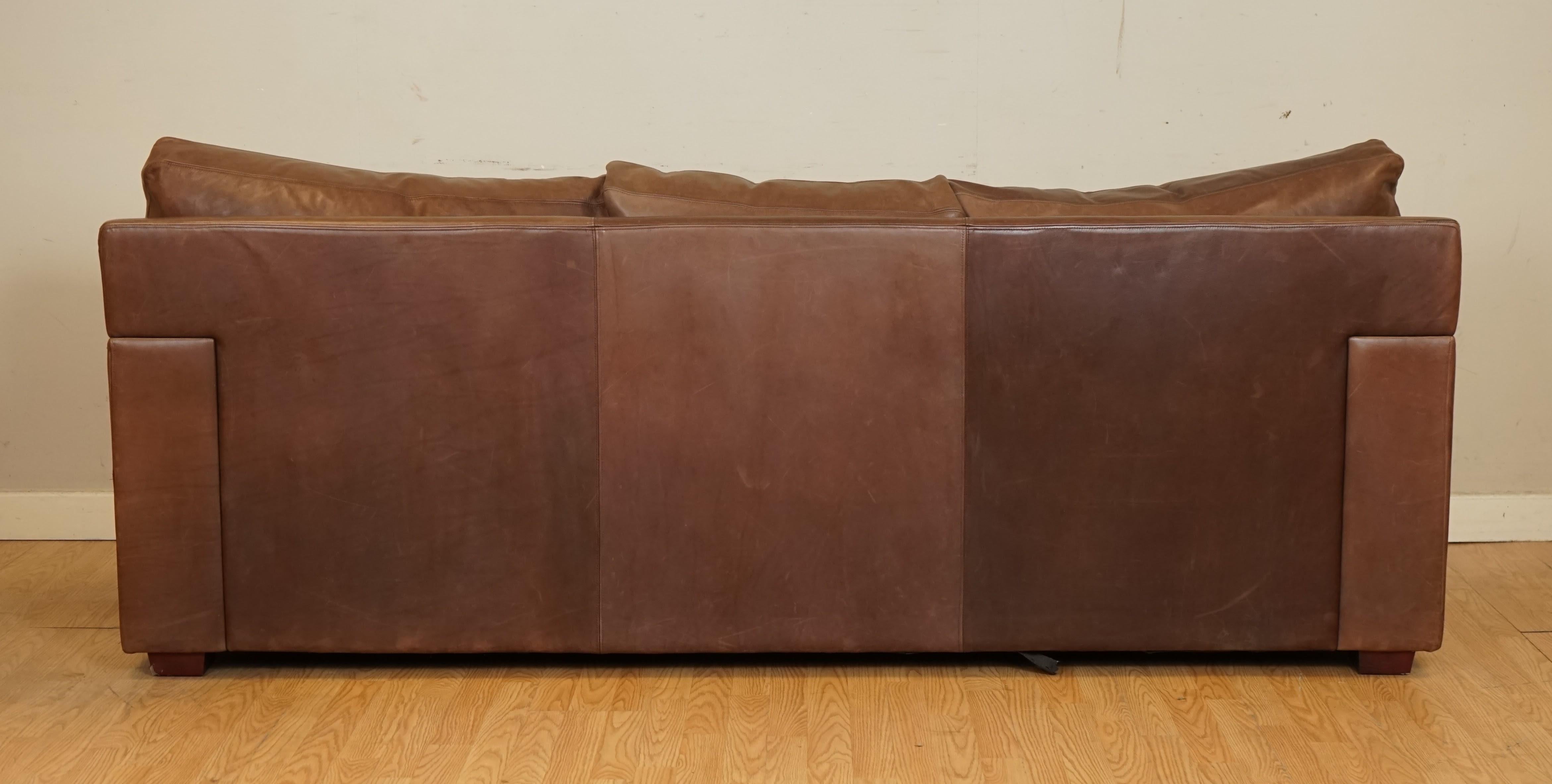 Collins & Hayes Buttery Soft Leather Three Seater Sofa with Feather Filled Back 6