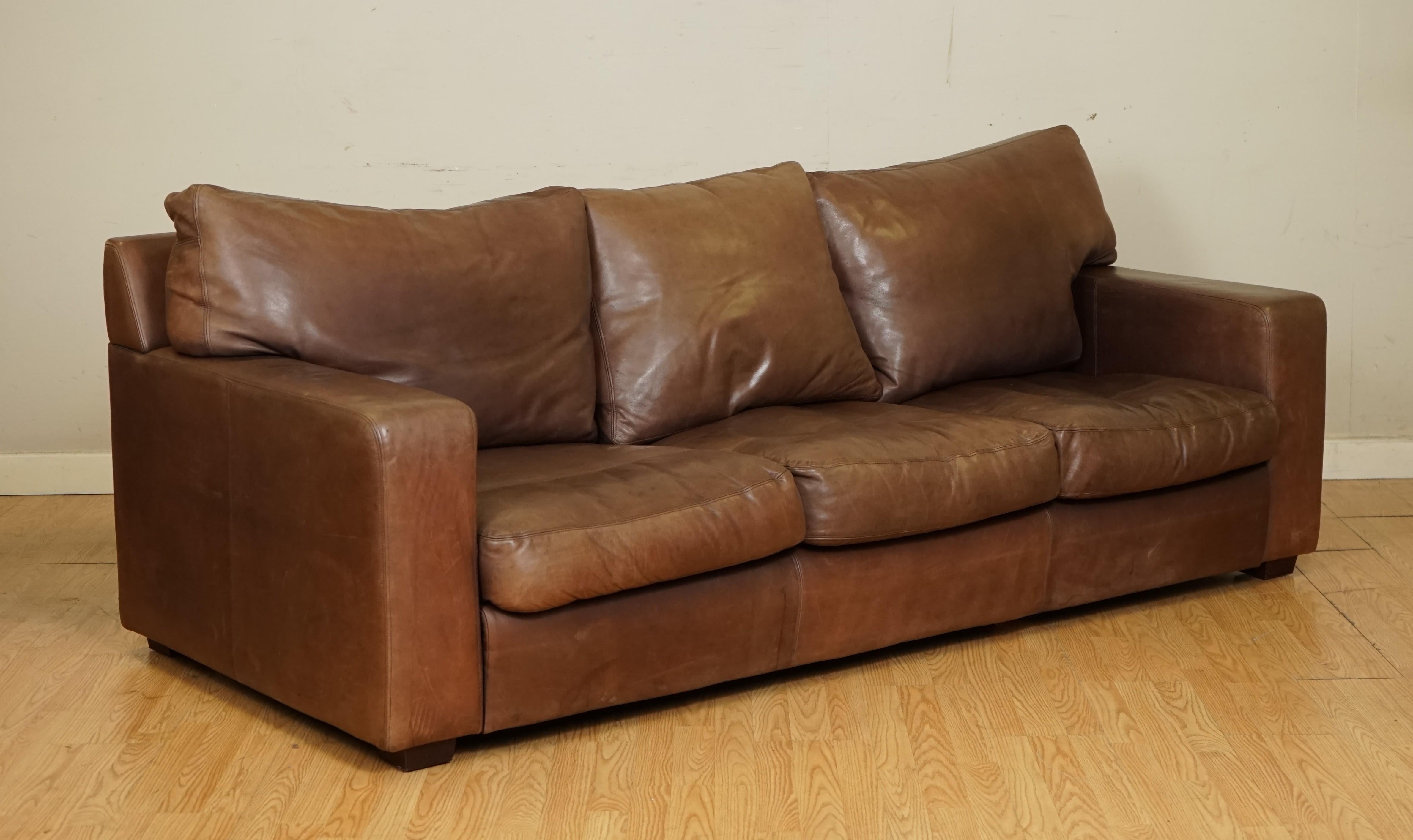 We are so excited to present to you this beautiful buttery soft leather Collins & Hayes Sofa.

This sofa is a very well made a solid piece. The arms are removable, so it can manoeuvre better to get inside your home and the back cushions are