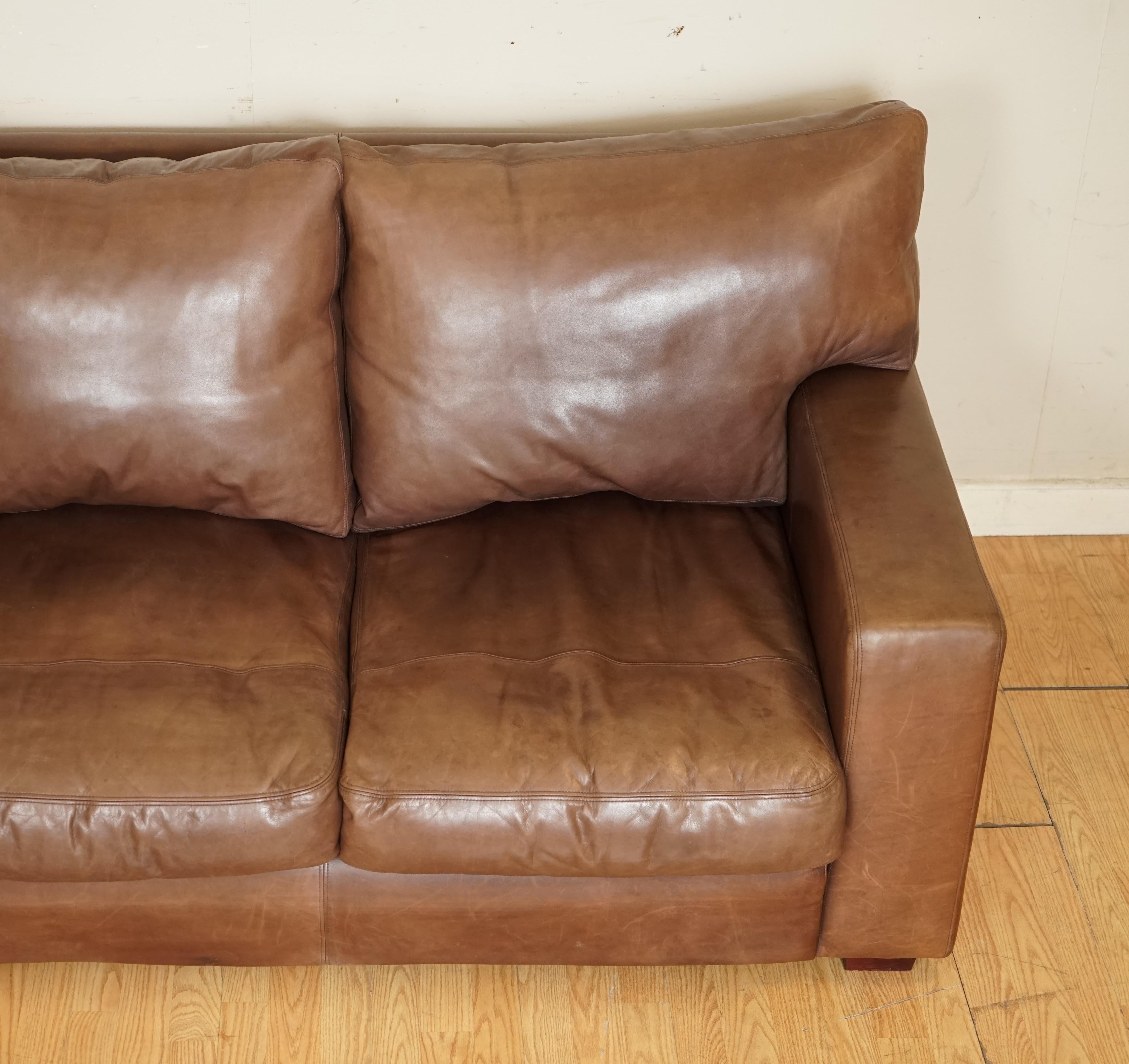 British Collins & Hayes Buttery Soft Leather Three Seater Sofa with Feather Filled Back