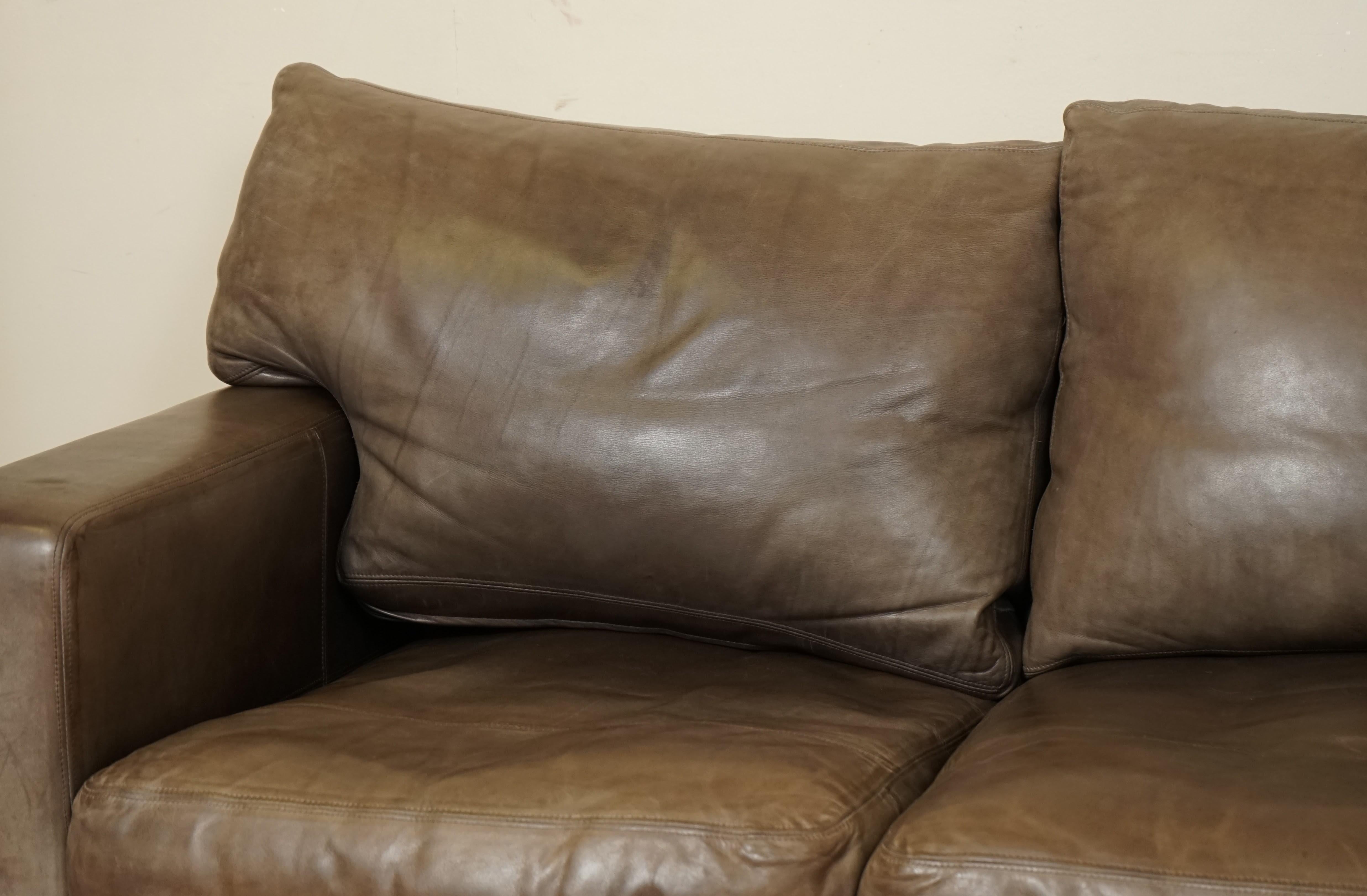 British Collins & Hayes Buttery Soft Leather Three Seater Sofa with Feather Filled Back