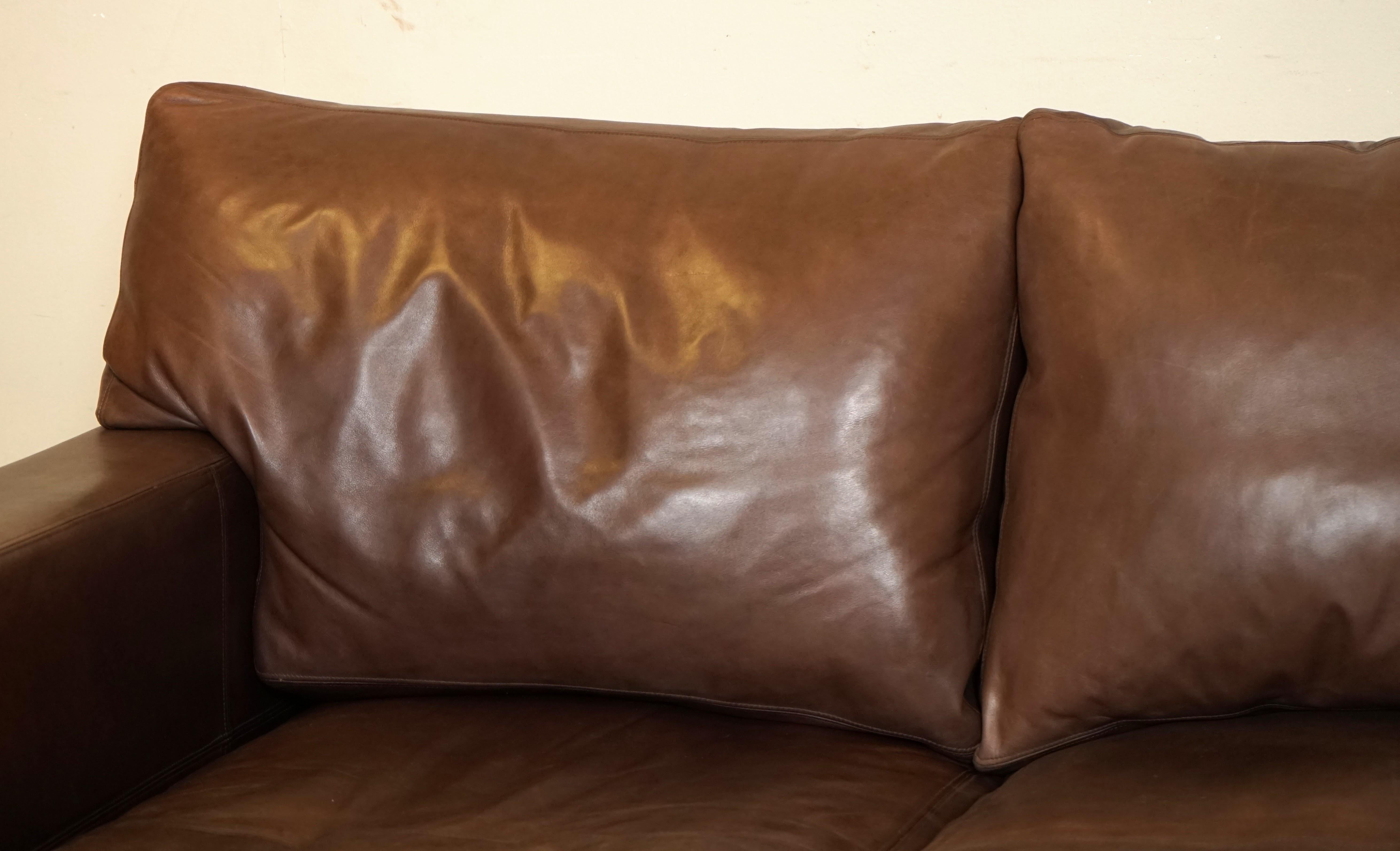 Hand-Crafted Collins & Hayes Buttery Soft Leather Three Seater Sofa with Feather Filled Back