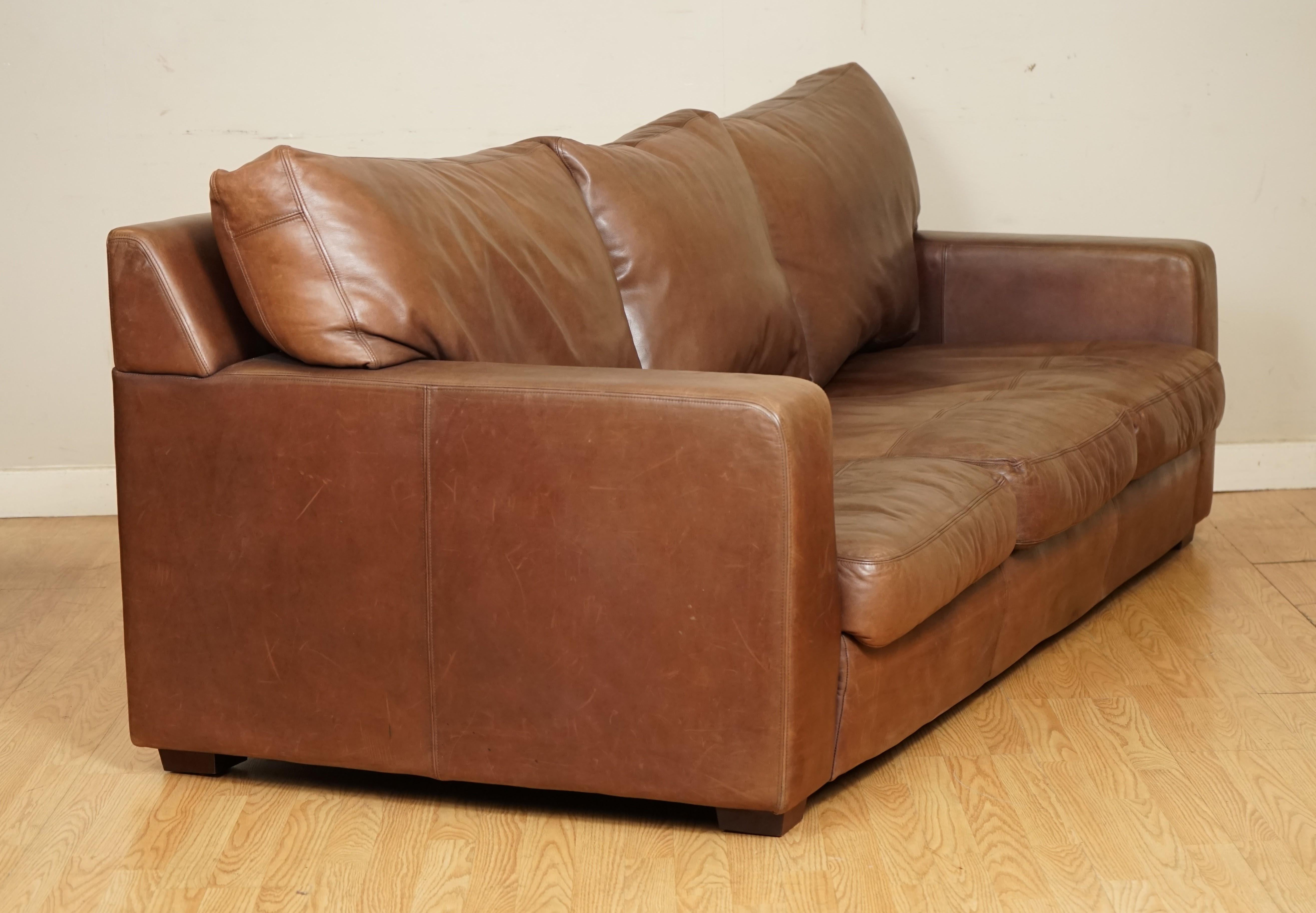 20th Century Collins & Hayes Buttery Soft Leather Three Seater Sofa with Feather Filled Back