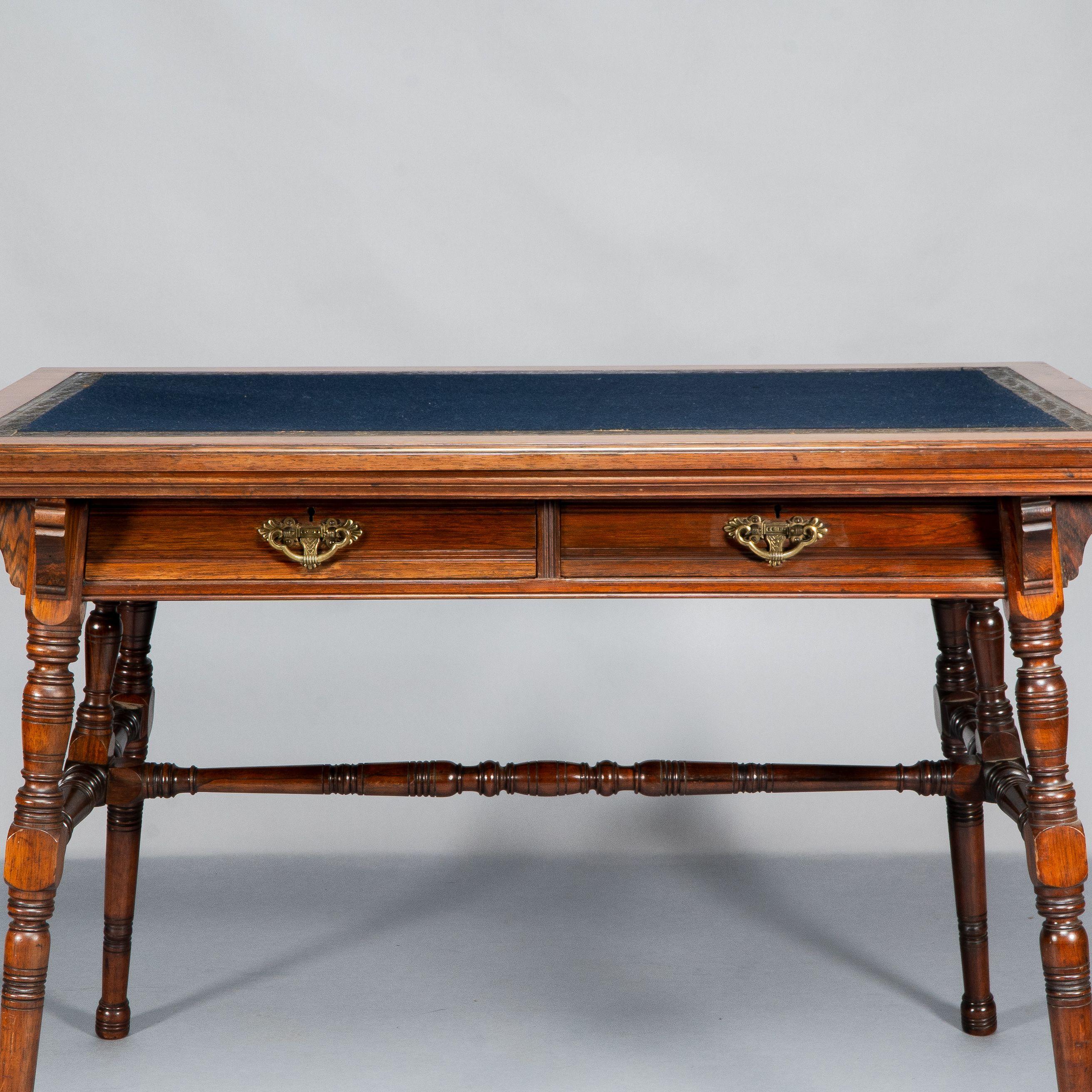 Collinson & Lock. Aesthetic Movement Two Drawer Writing Table. 6