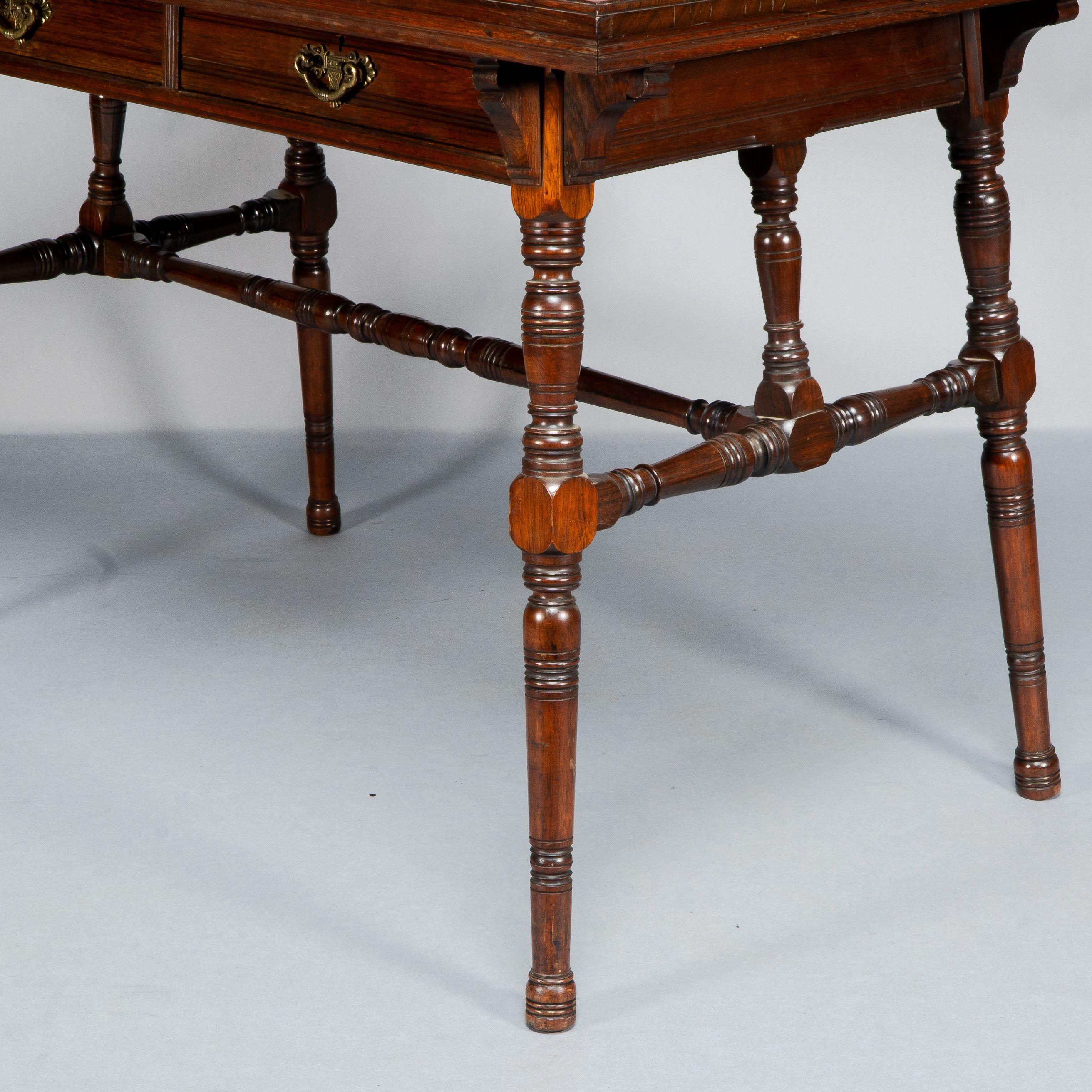 Collinson & Lock. Aesthetic Movement Two Drawer Writing Table. 10